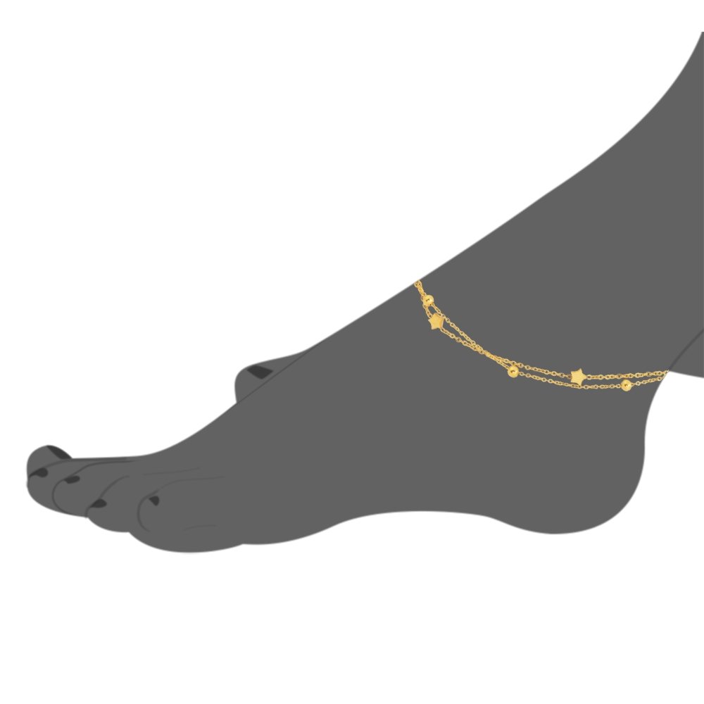 Edforce Stainless Steel Women's 3 Star Charm Anklet Bracelet - Adjustable 8.5