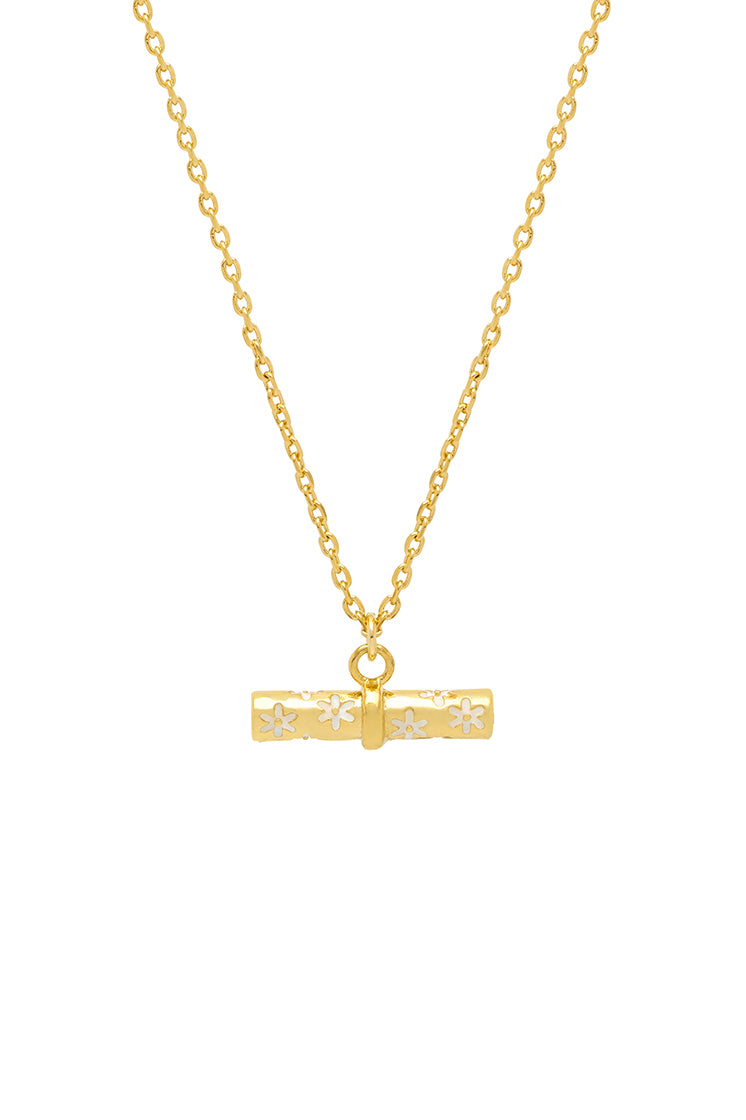 Elegant Floral T Bar Necklace for Women - Dainty Gold Layering Pendant Jewelry - Perfect for Weddings, Date Nights & Everyday Wear