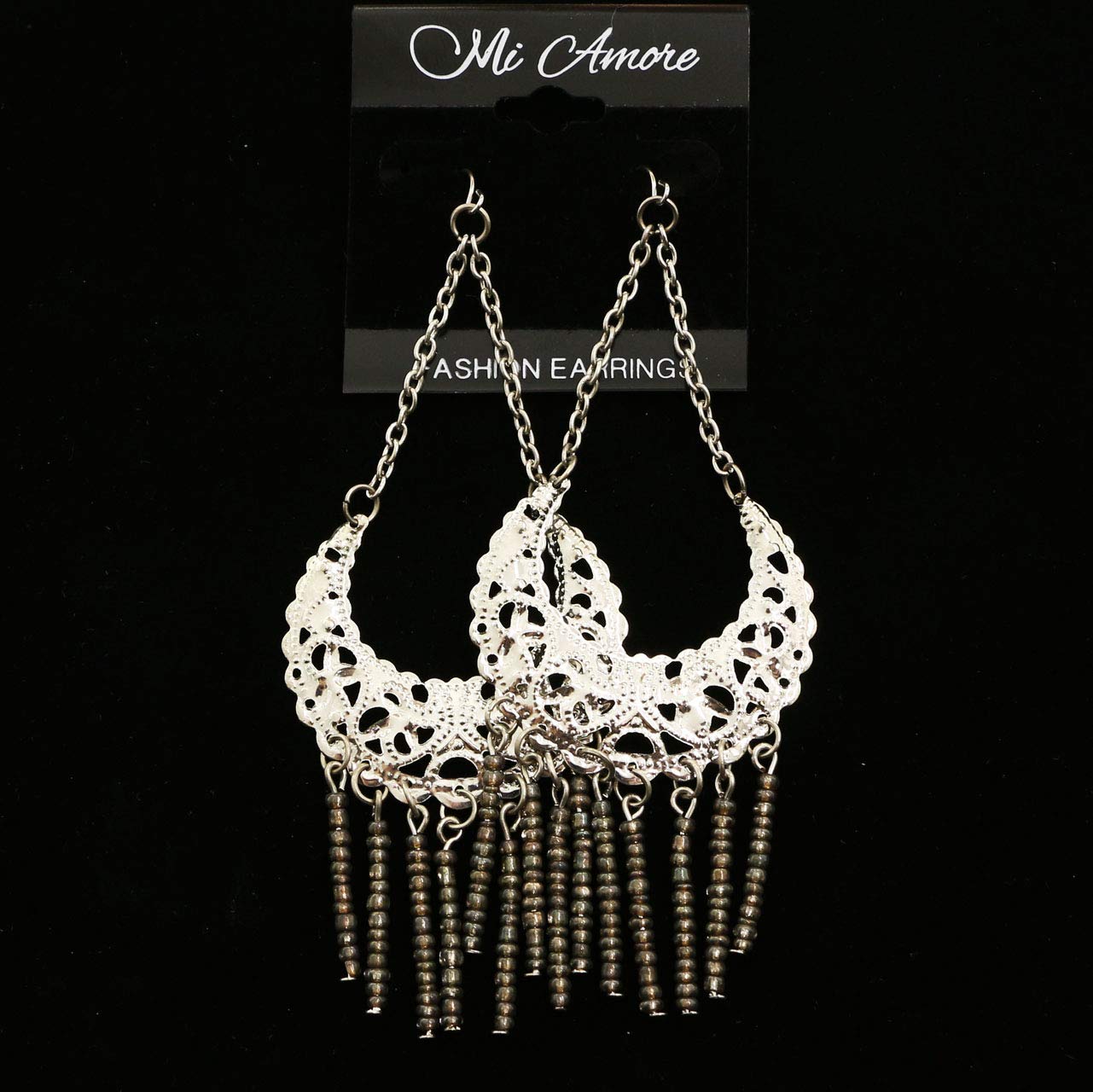 Mi Amore Chandelier Earrings - Silver Tone Gray Crystal Dangle Earrings for Women, Elegant Evening Party Jewelry Gift for Wedding, Prom & Special Occasions