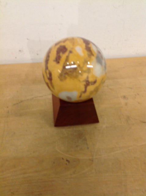6 Gold Marble Balls on Stand - Elegant Home Decor for Table Centerpiece, Shelf Display, and Wedding Decorations
