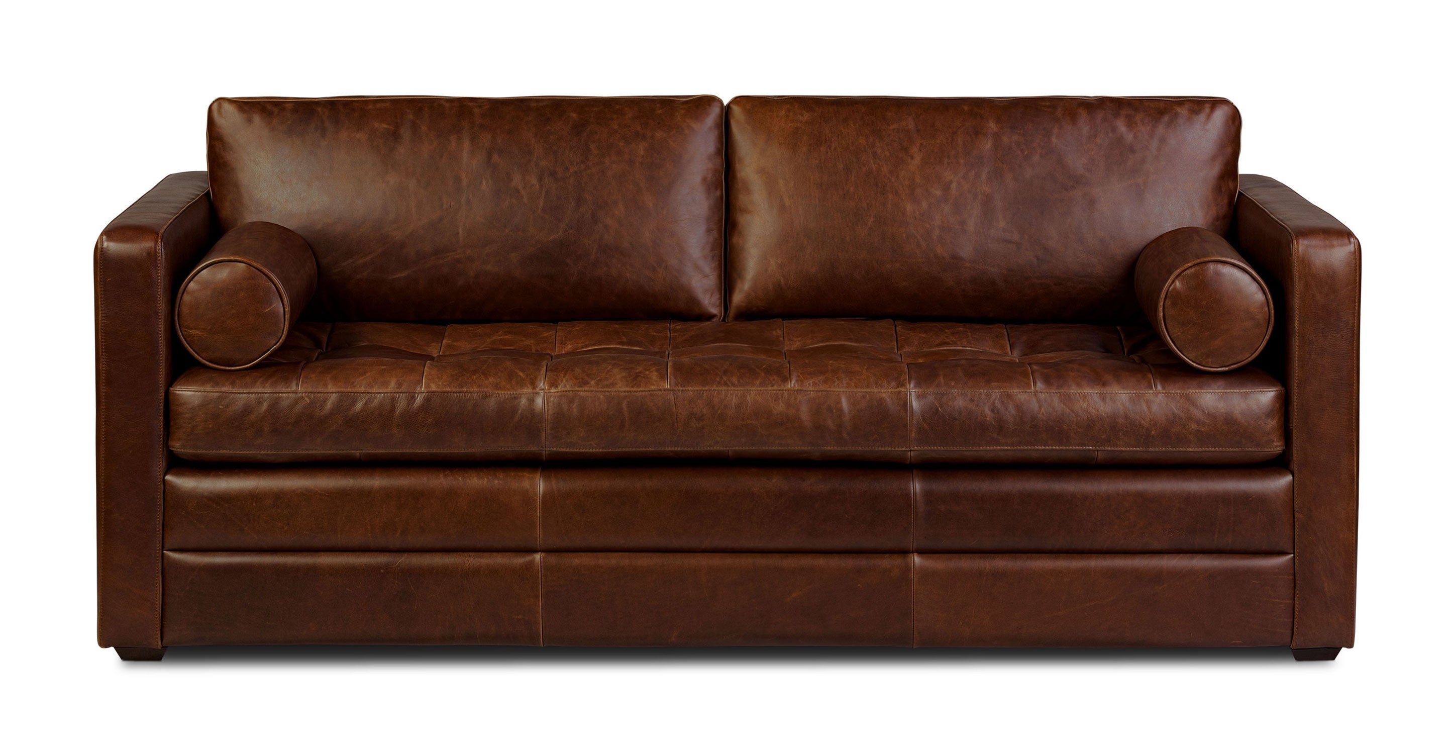 Napa 82 Leather Pull Out Convertible Sleeper Sofa - Premium Genuine Leather Sectional Couch with Chaise Lounge for Living Room, Bedroom & Guest Room | Perfect for Small Spaces, Apartments & Home Theater