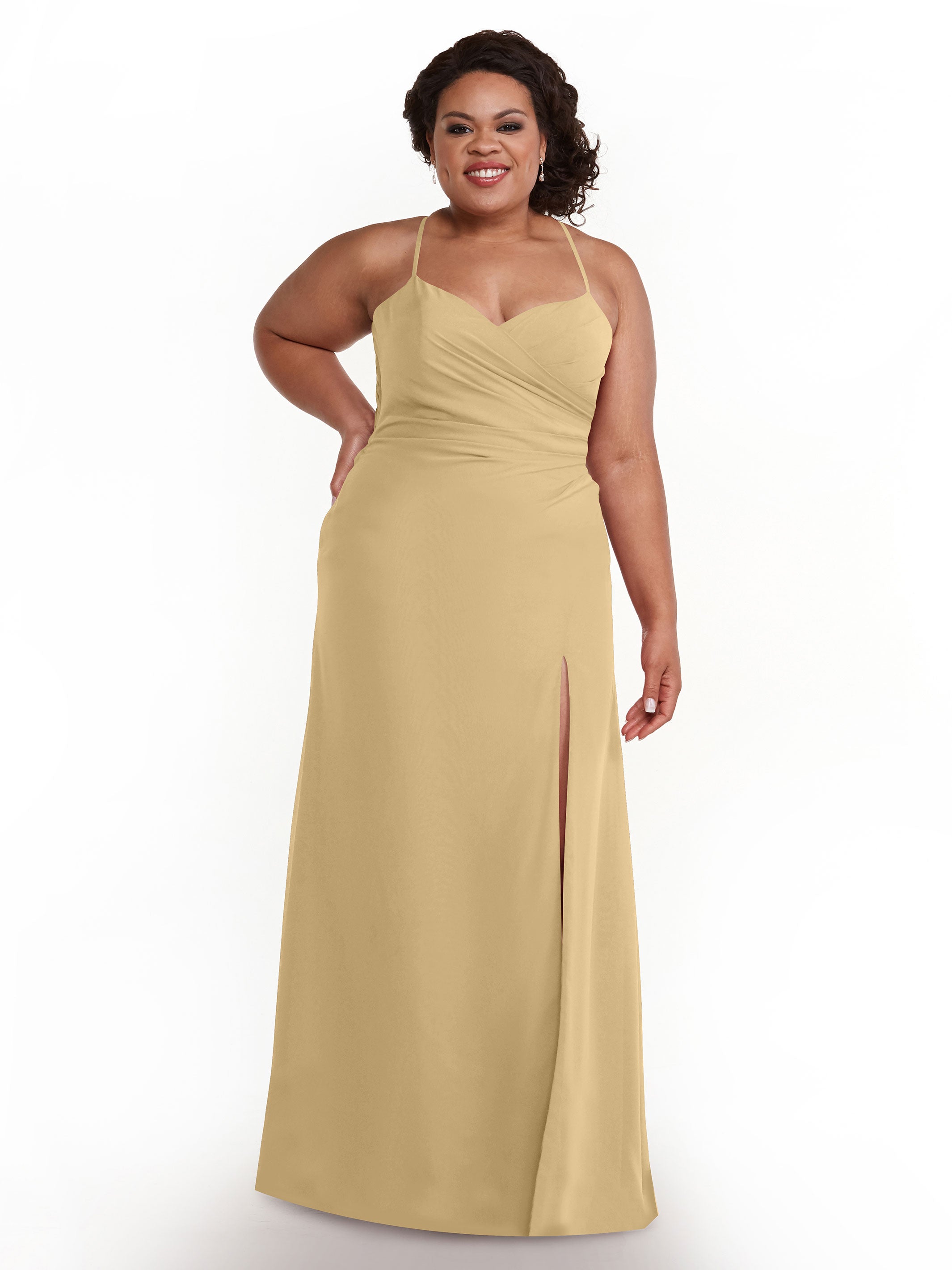 Elegant A-Line Chiffon Bridesmaid Dress with High Slit - Perfect for Weddings, Formal Events & Evening Parties