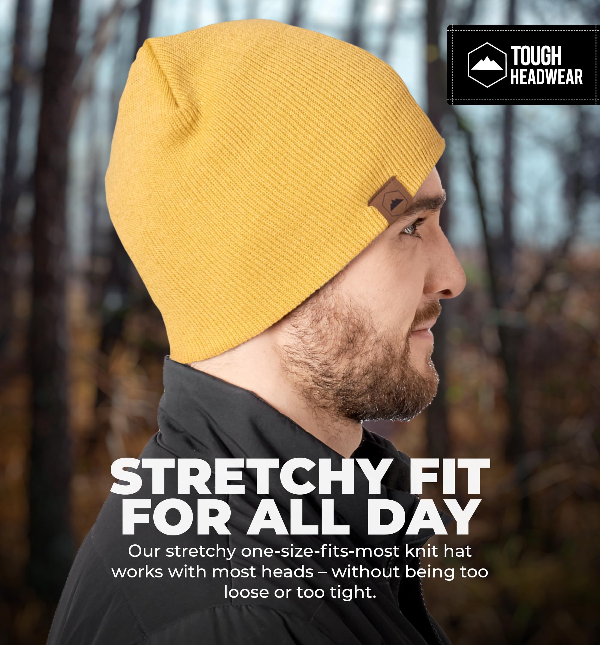 Premium Tough Headwear Knit Beanie - Warm Winter Hats for Men & Women - Soft Stretchy Cold Weather Beanie - Perfect for Skiing, Snowboarding & Outdoor Activities