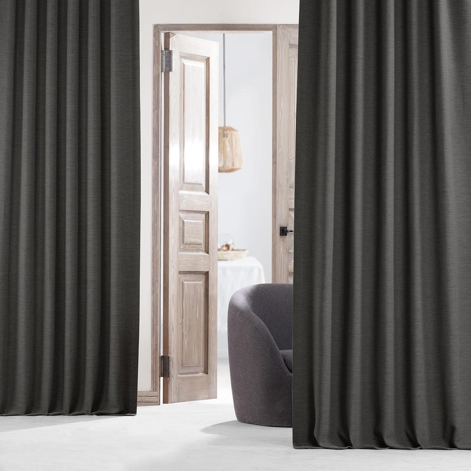 Armour Grey Textured Bellino Blackout Curtains for Bedroom & Living Room - Noise Reducing Thermal Insulated Window Drapes for Home Decor