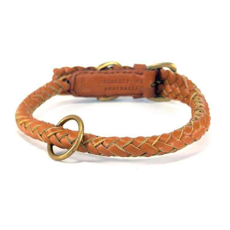GEORGIE PAWS Tonto Dog Collar - Adjustable Tan Leather Pet Collar for Small & Medium Dogs - Perfect for Daily Walks, Training & Outdoor Adventures