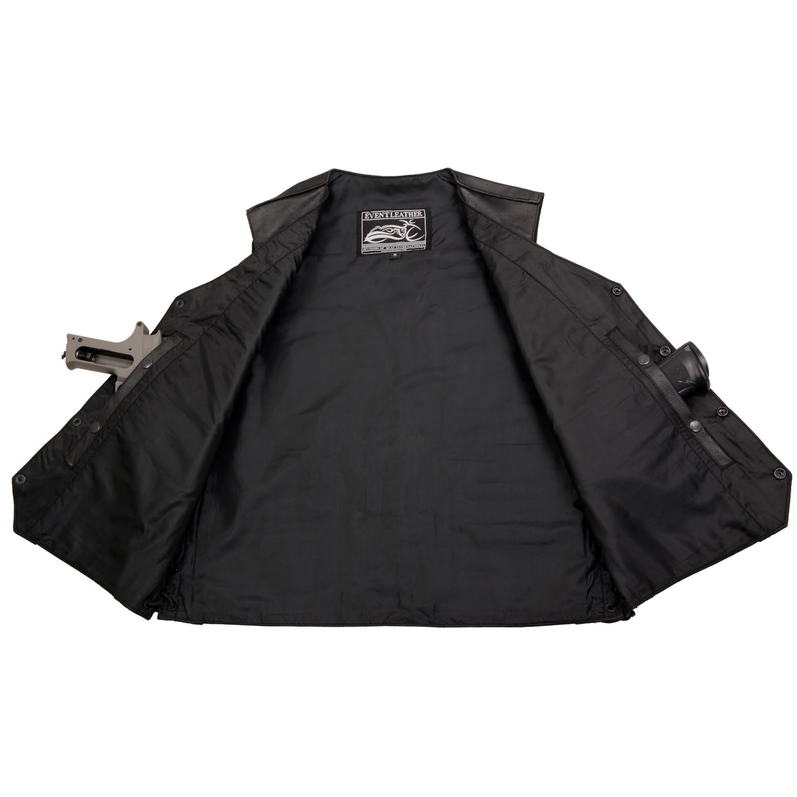 Men's Black Motorcycle Leather Vest w/Patches - Riding Club Gear for Bikers