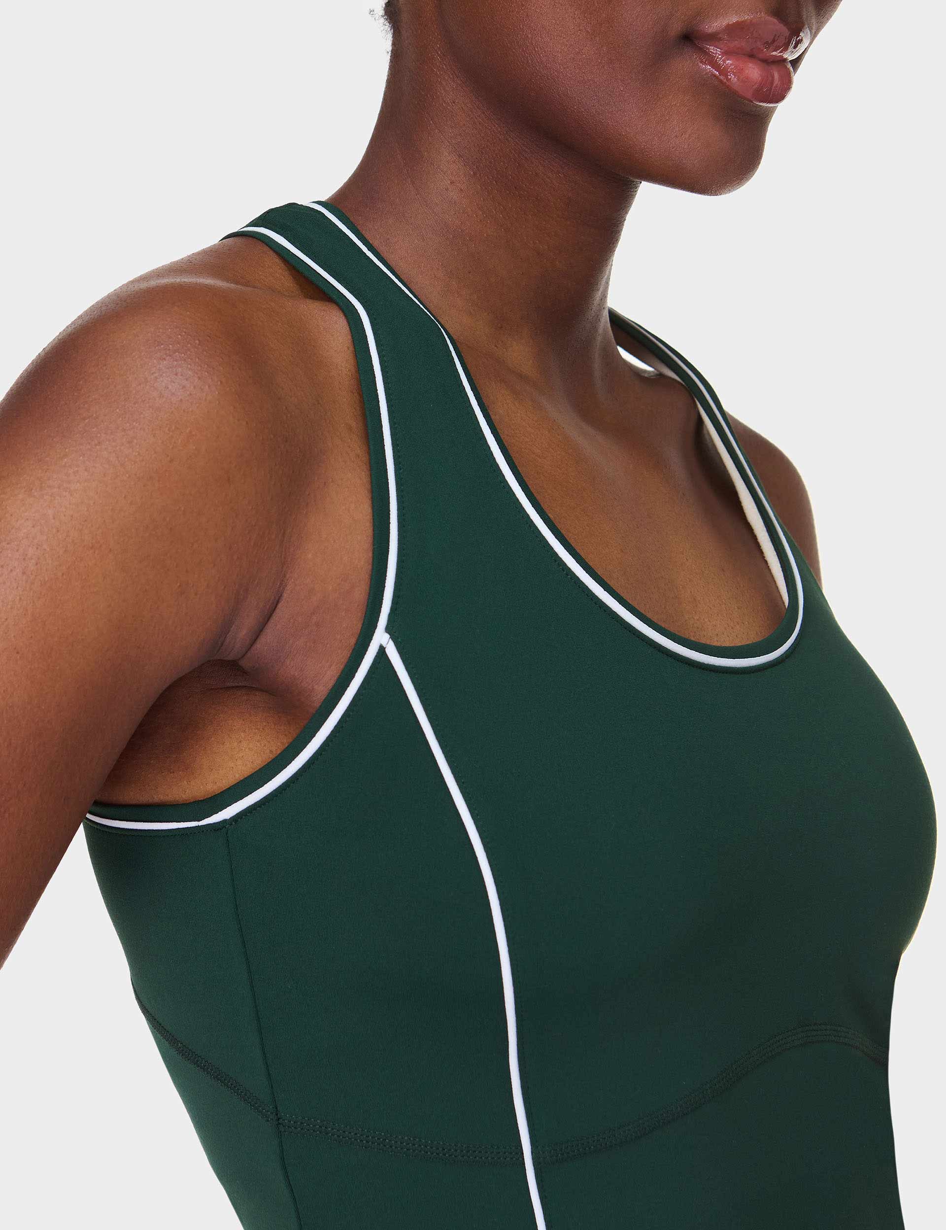 All Day Active Cropped Tank Top for Women - Breathable Cedar Green Workout Shirt | Perfect for Yoga, Running & Gym