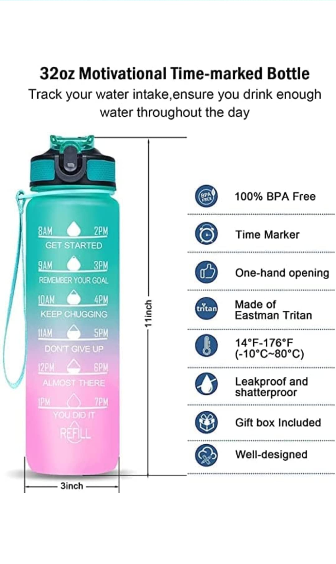 Radhe Fashion 1L Unbreakable Leakproof BPA-Free Water Bottle with Free Cleaning Brush - Ideal for Gym, Office & Travel - Green & Purple (Non-Toxic, Durable)