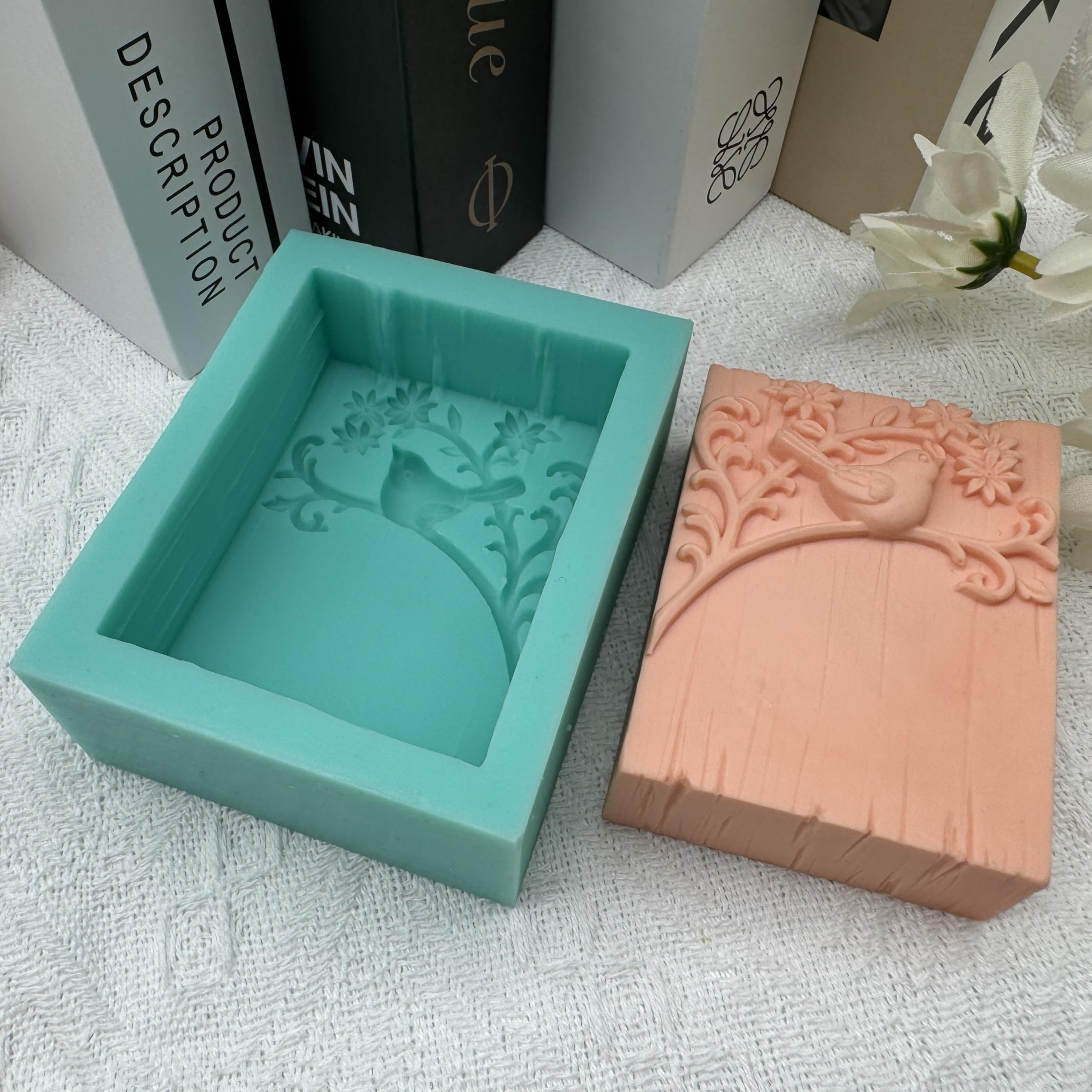 GreatMold 3D Bird Silicone Soap Mold Set - Rectangle Tree Design for DIY Soap Making, Candle Wax Melts & Cake Baking - Perfect for Handmade Crafts, Cold Process Soap & Home Decor Gifts
