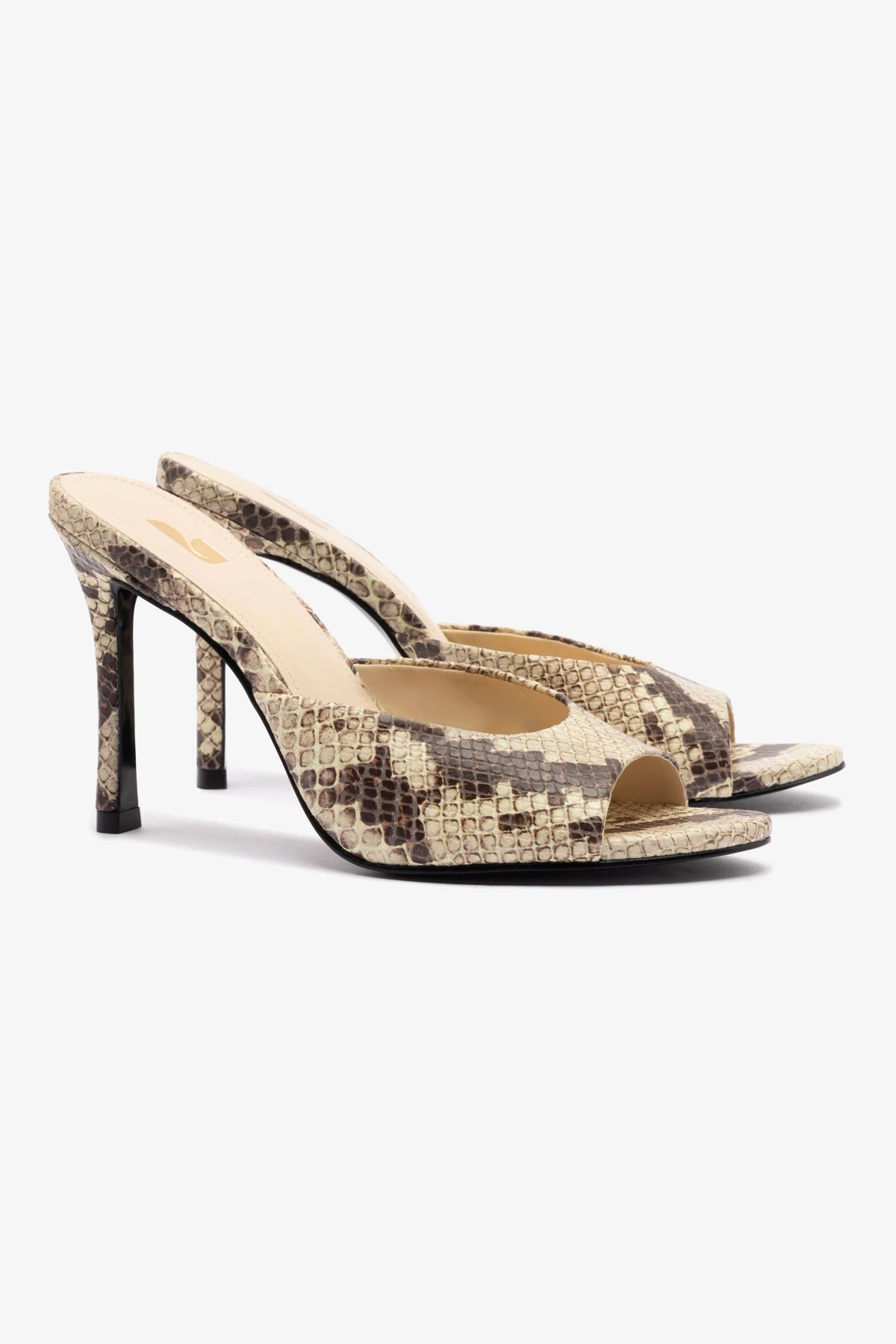 Jasmine Hi Mule Snake Print Neutral Shoes - Women's Fashion Slip-On Loafers for Casual Wear & Office Outfits