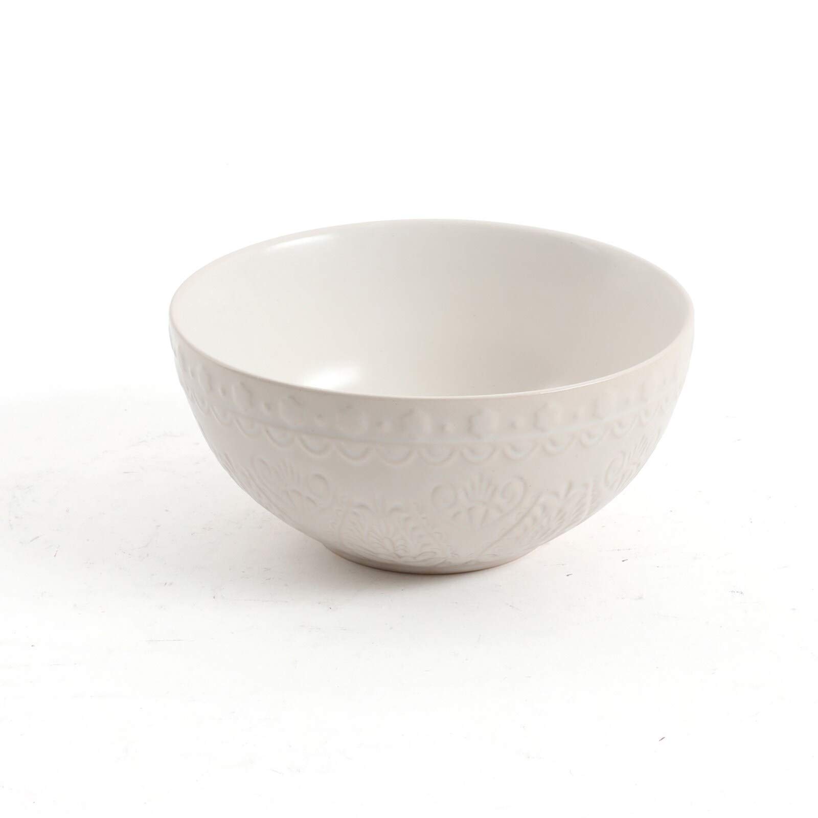 16-Piece Stoneware Dinnerware Set in Cream with Vines & Leaves Design - Microwave Safe, Dishwasher Safe - Perfect for Casual Dining, Family Gatherings & Everyday Use