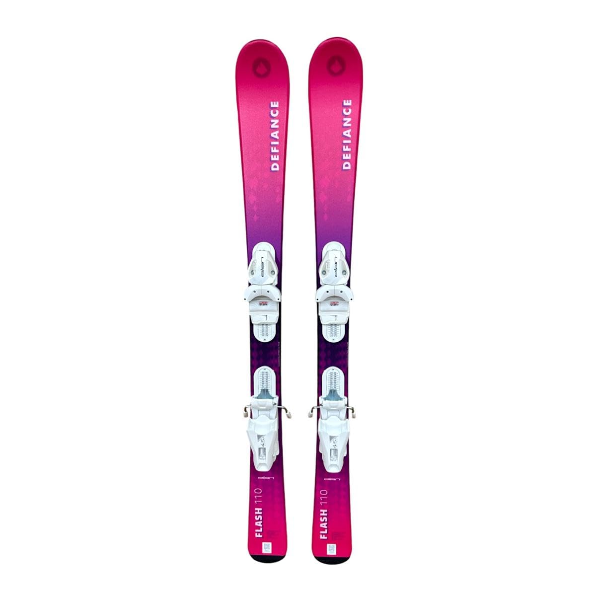 Defiance Flash JRS 4.5 Pink Kids Skis 2025 with Elan EL 4.5 Gripwalk Ski Bindings - Perfect for Young Skiers Learning on Slopes | Junior Alpine Skiing Equipment for Boys & Girls