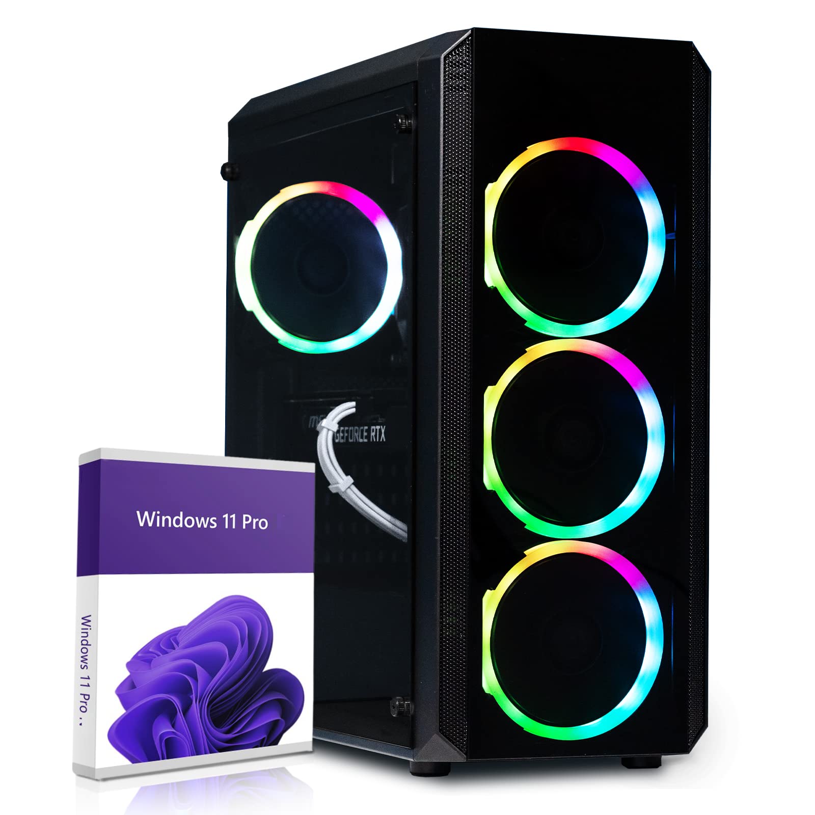 Greed® MK2 Pro Gaming PC - AMD Ryzen 7 5700X, RTX 4070 12GB, 32GB DDR4 RAM, 1TB SSD, WiFi 6, Windows 11 Pro - Ultra Fast 4K Ray Tracing RGB Gaming Desktop Computer for Esports, Streaming & VR Gaming