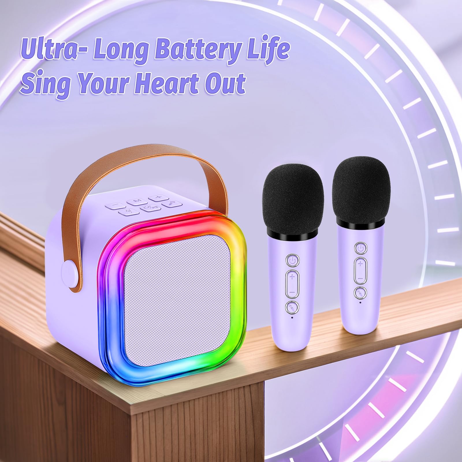 **Wireless Mini Karaoke Machine for Kids - Portable Bluetooth Microphone Toy for Girls Age 4-10, Purple (Perfect Birthday Gift & Singing Practice for Home, Parties & Travel)**