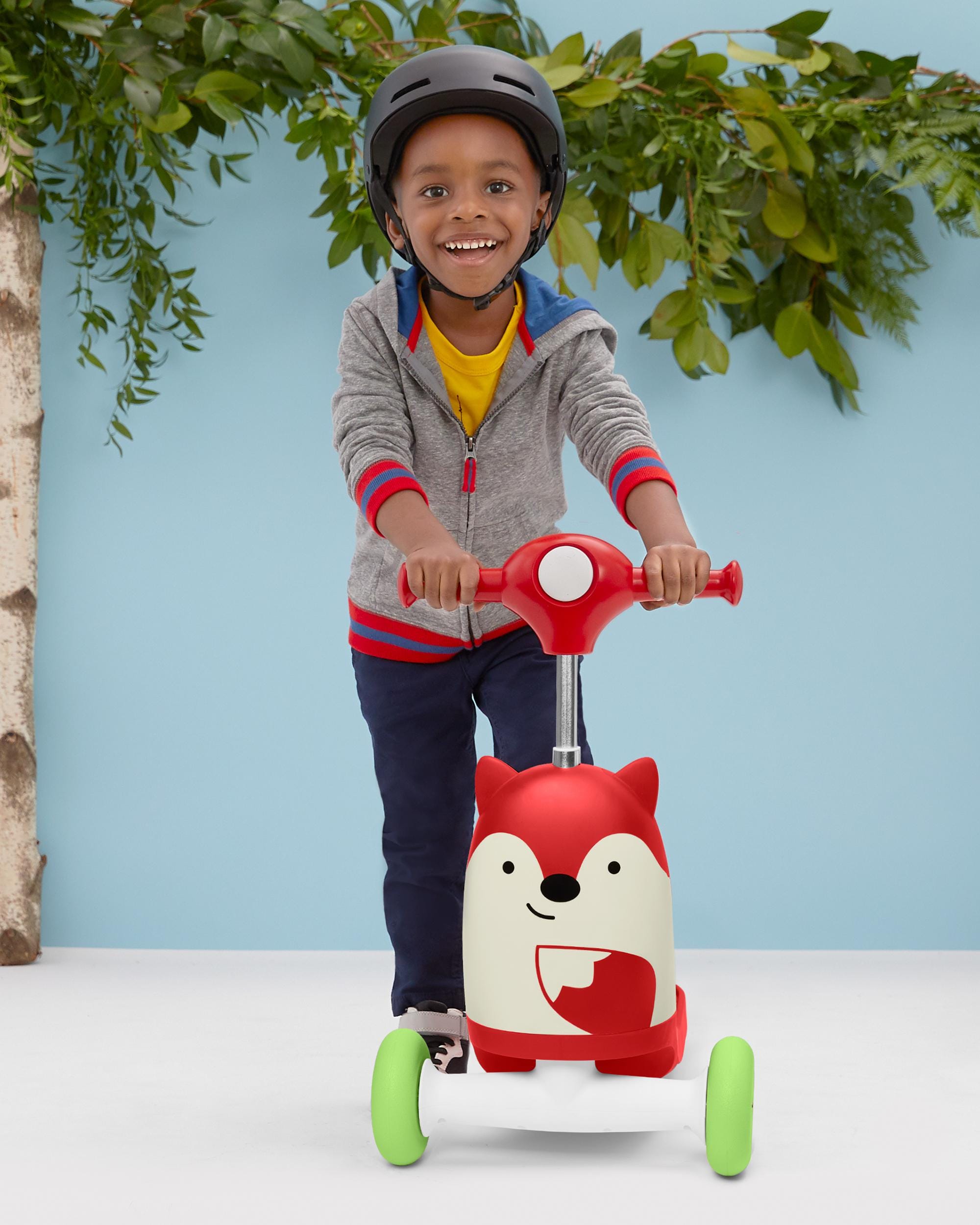 Skip Hop Zoo 3-in-1 Ride-On Baby Walker, Toddler Scooter & Push Toy - Fun Learning Activity for Indoor & Outdoor Play