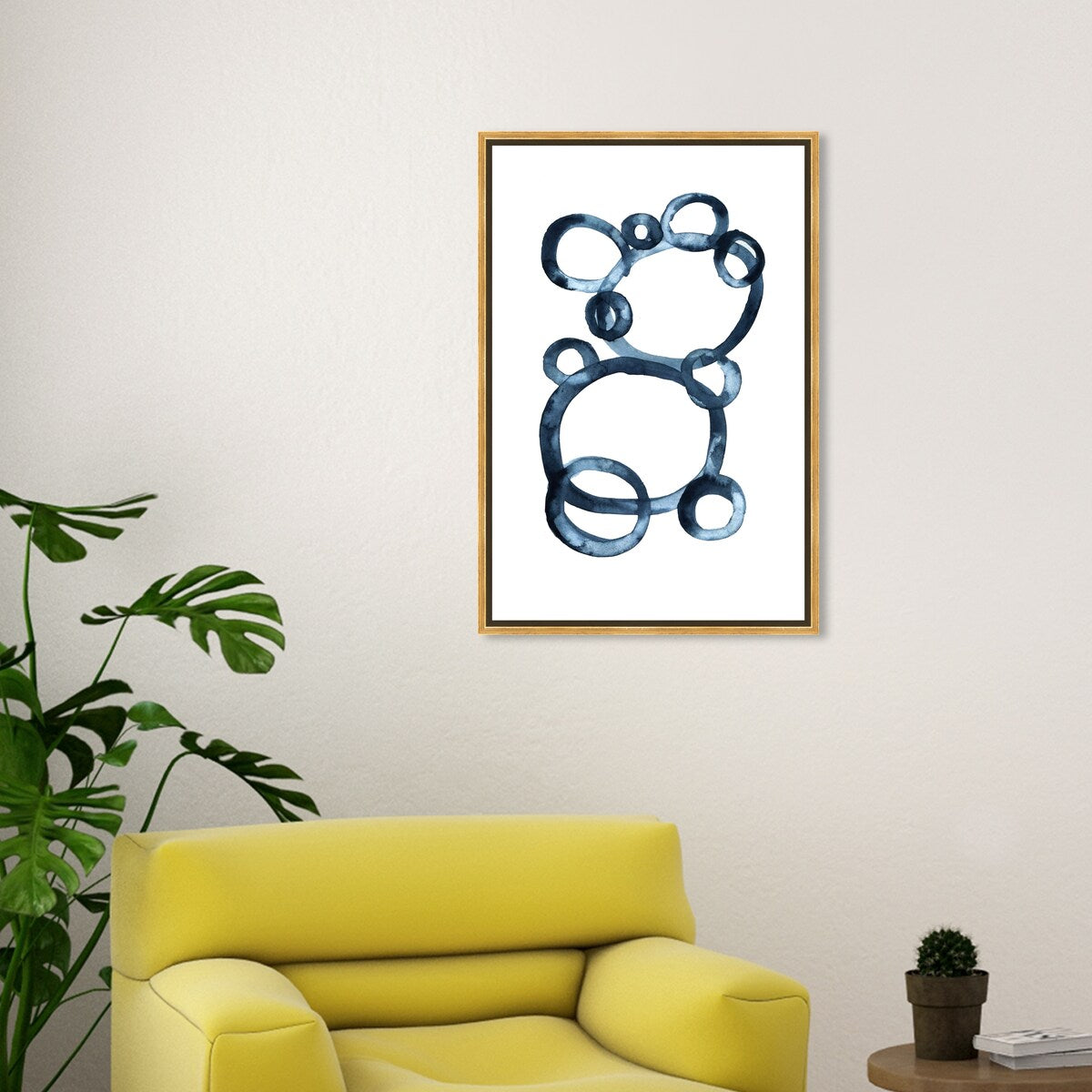 Bear Bubbles Canvas Wall Art - Modern Baby Bear Finger Painting Nursery Decor - White Framed Contemporary Print for Boys Room - Perfect for Kids Bedroom, Playroom & Baby Shower Gift