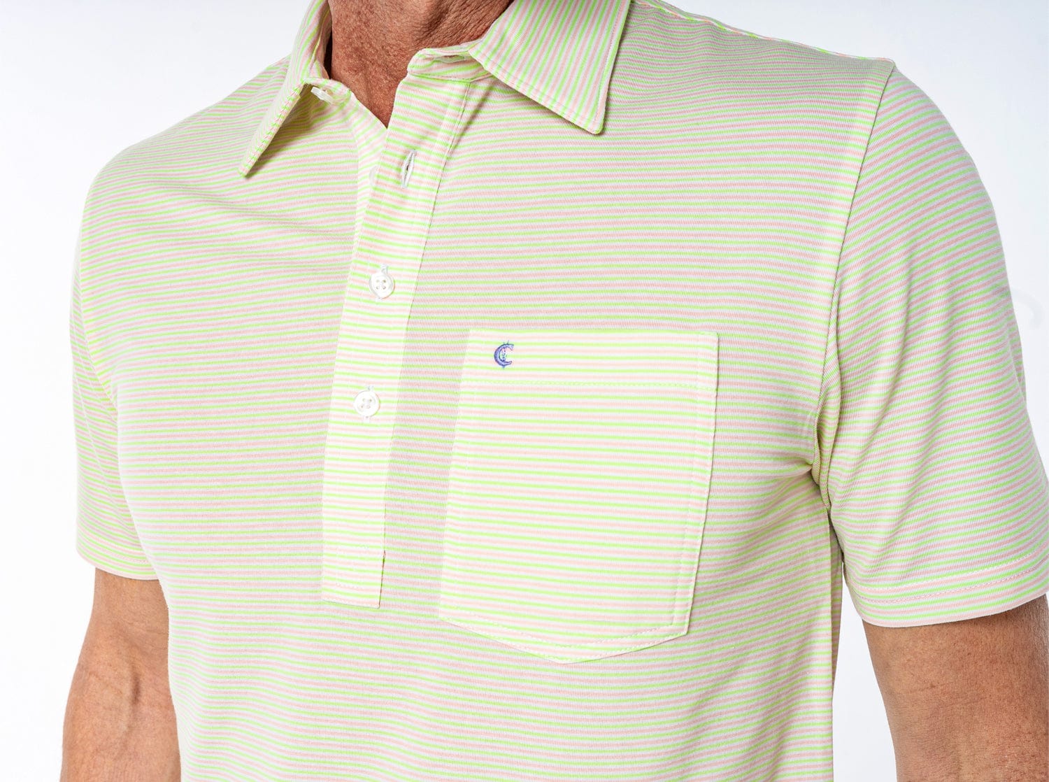 Performance Players Shirt - Hobby Stripe Pink & Green Athletic Top for Casual Wear & Sports Activities