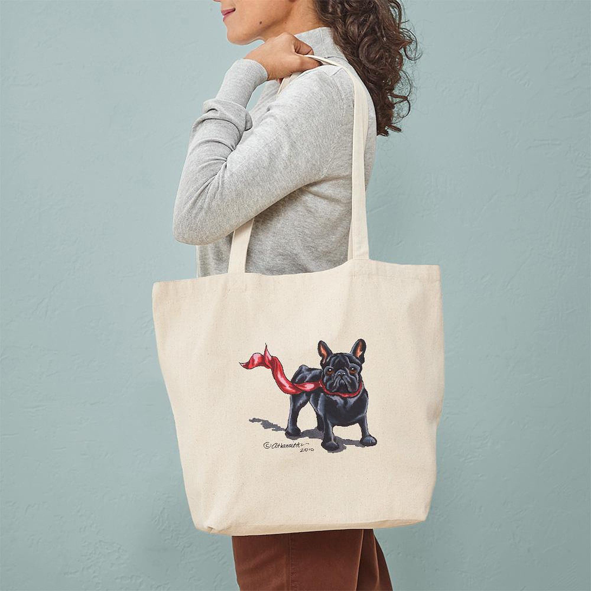 French Bulldog Lover Tote Bag - Natural Canvas Reusable Shopping Bag for Groceries, Beach & Daily Use | Cute Dog Gift for Women & Men