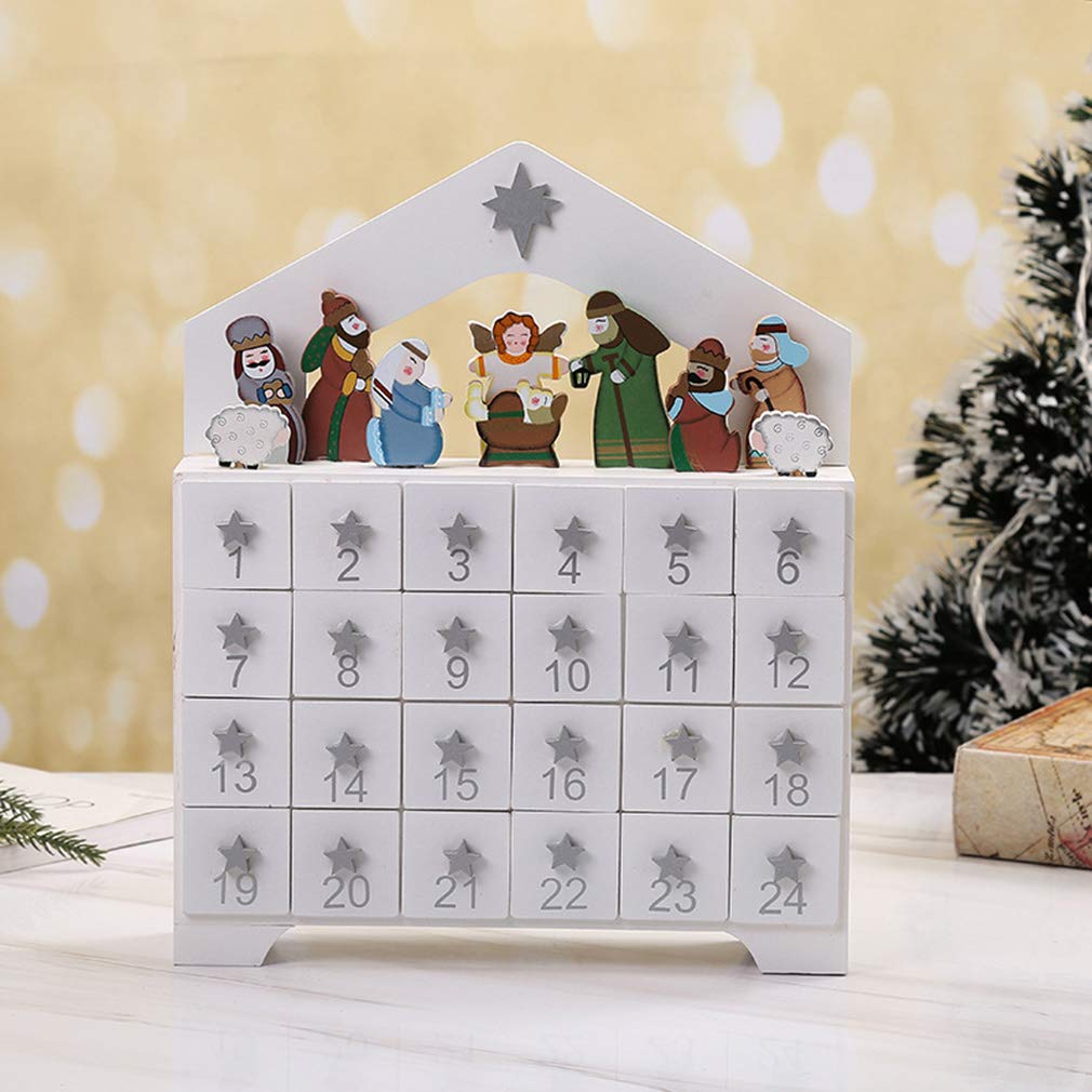 24-Day Wooden Christmas Advent Calendar with Drawers - Holiday Countdown Calendar for Kids, Xmas Decoration & Candy Storage Box - Perfect for Home, Office & Classroom Holiday Decorations