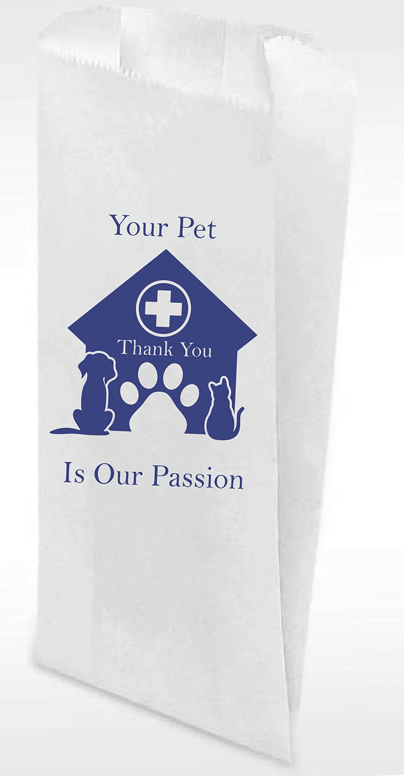 Veterinary Prescription Bags for Dogs & Cats - White Paper Pharmacy Bags with 'Your Pet Is Our Passion' Logo - Made in USA - 100 Count (Large 5x2x10) - Perfect for Vet Clinics, Animal Hospitals & Pet Pharmacies