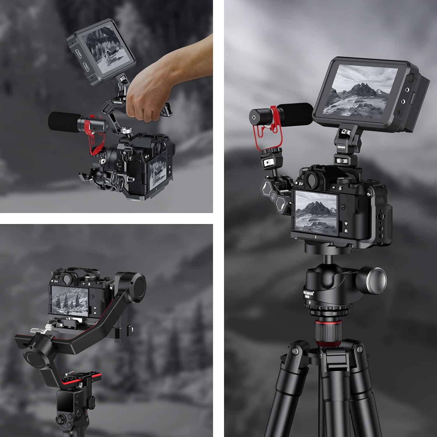 NEEWER CA043 X S20 Camera Cage for Fujifilm X-S20 - Durable Aluminum Alloy DSLR Cage with Cold Shoe Mount & 1/4