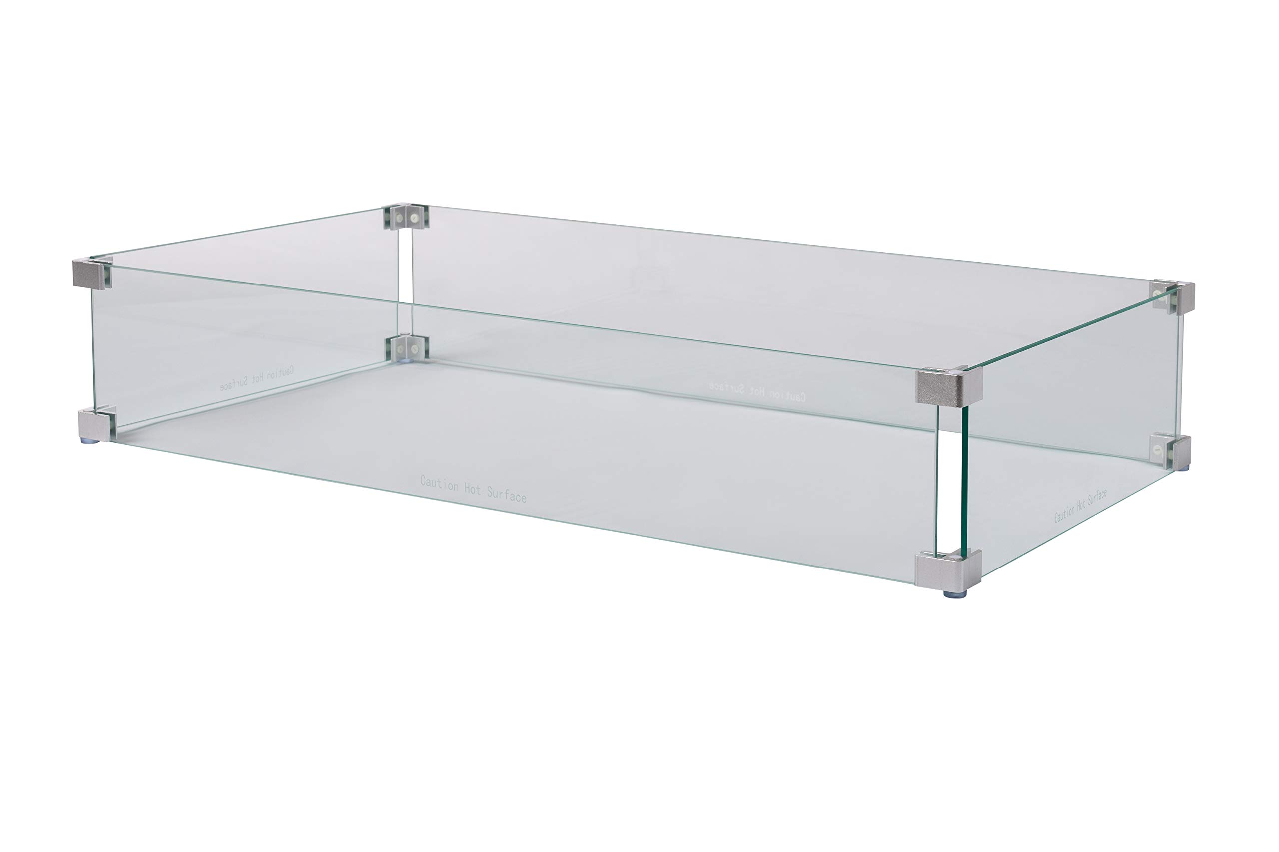 Fire Sense 63248 Clear Tempered Glass Wind Guard for Propane Fire Pits & Patio Heaters - Best Flame Viewing Experience - Durable Rectangular Wind Screen for Outdoor Backyard, Camping & Patio Use