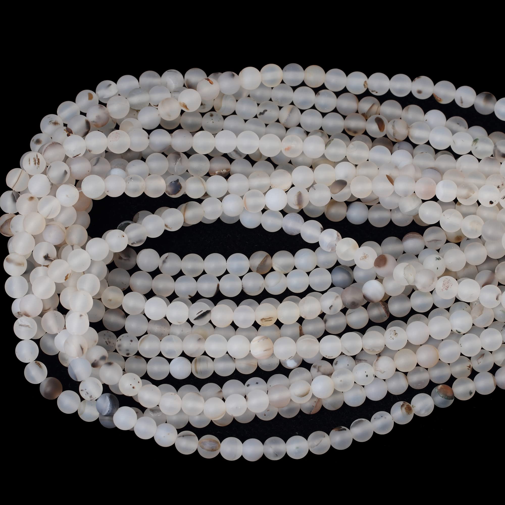 60PCS 6mm Natural Frosted Moss Grass Agate Gemstone Round Loose Beads for Jewelry Making DIY Bracelet Necklace - 1 Strand 15