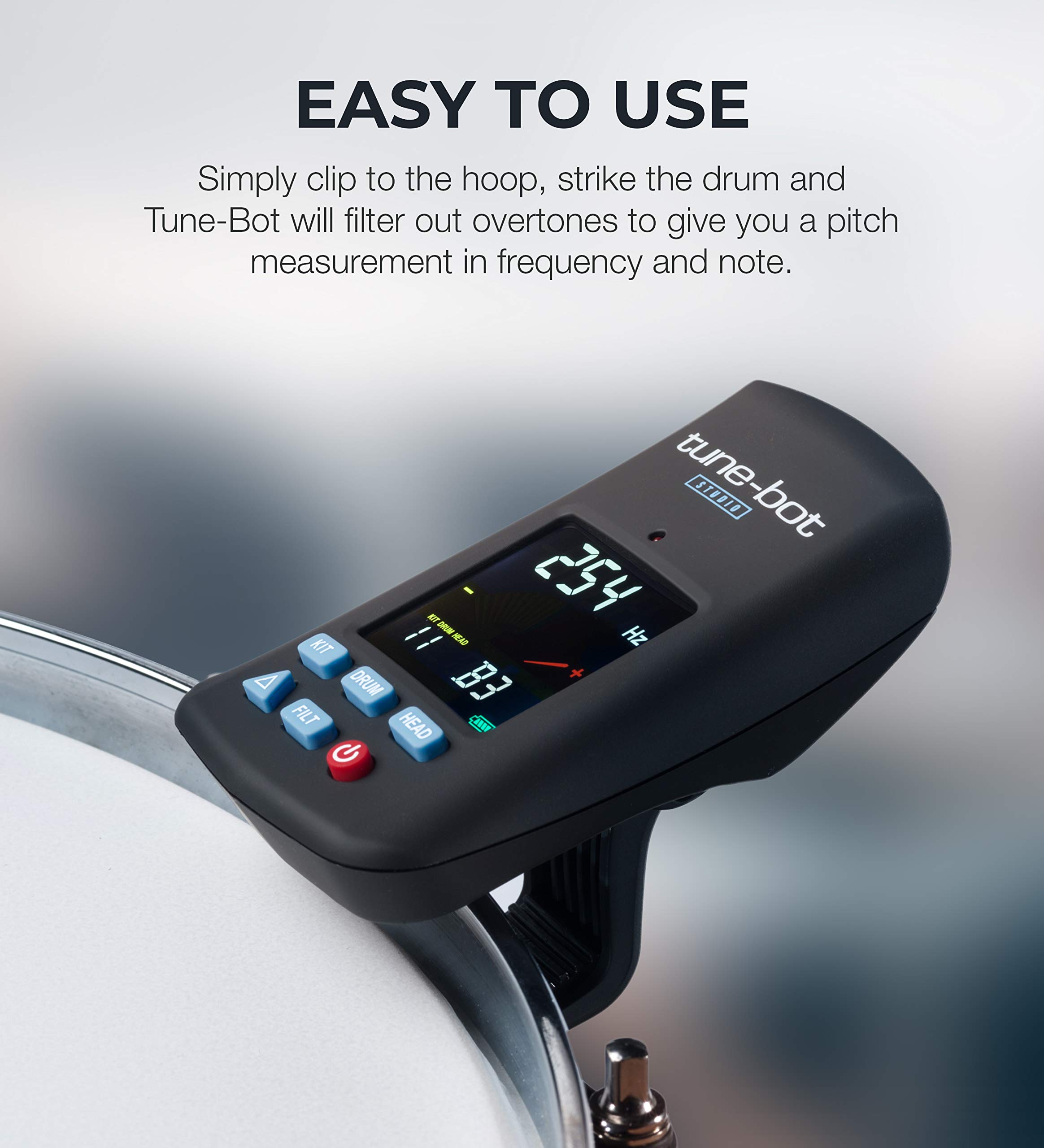 Studio TBS-001 Digital Drum Tuner - Clip-On Tuner for Acoustic Drum Kits | Professional Drum Head Tension Gauge | Perfect for Live Performances & Studio Recordings