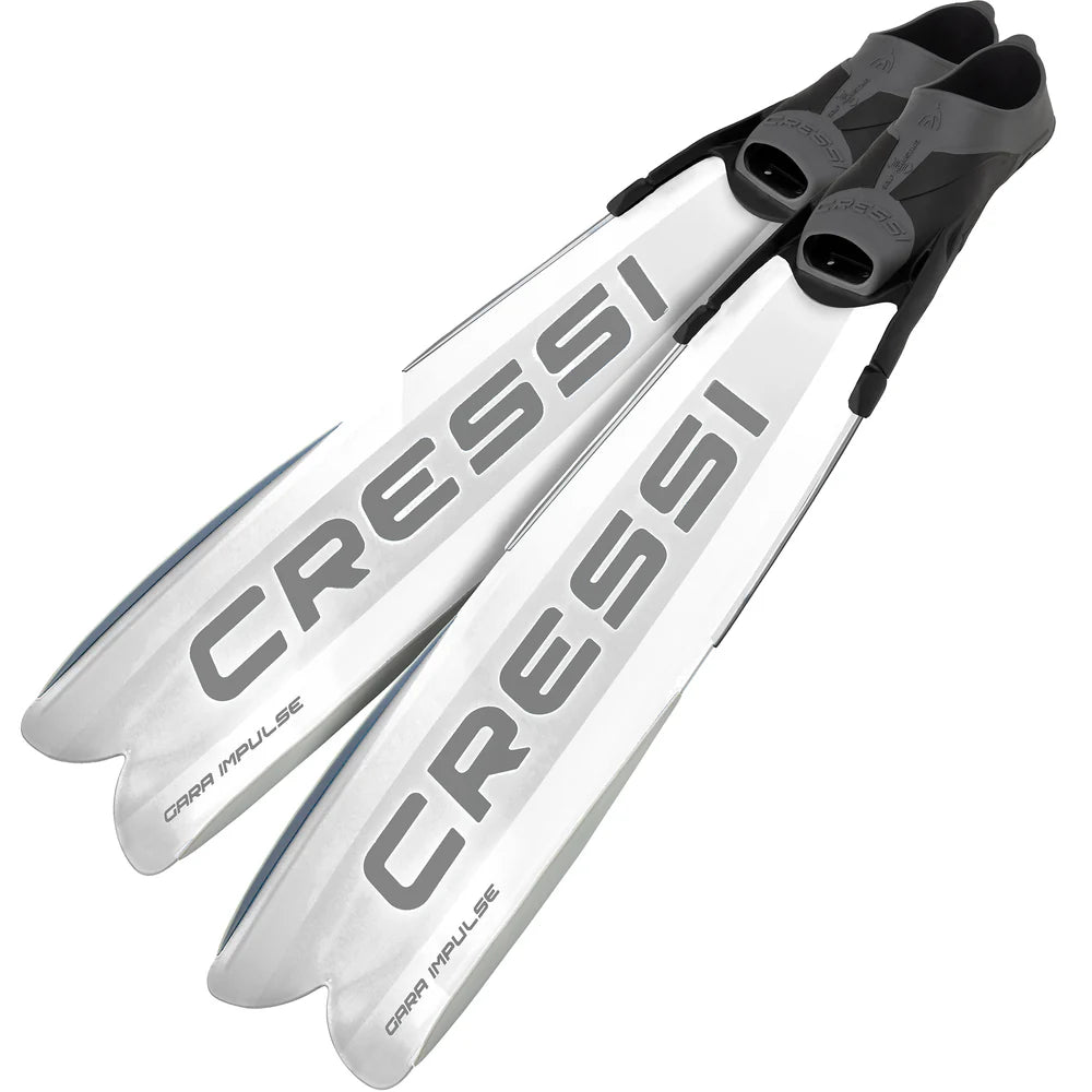 Cressi Gara Modular Impulse Turbo White Freediving Fins - High Performance Swim Fins for Spearfishing, Snorkeling & Underwater Photography