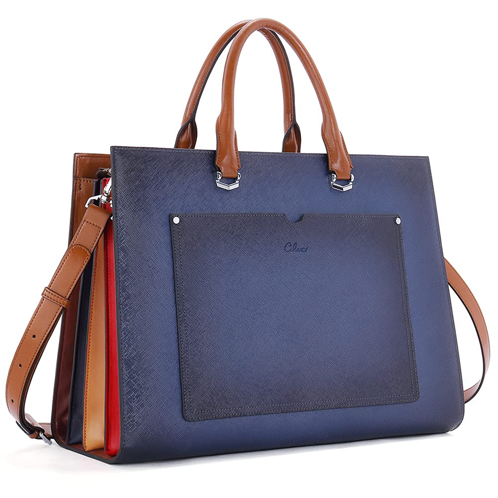 CLUCI Genuine Leather Briefcase for Women - 15.6 Inch Laptop Bag Slim Professional Business Shoulder Bag for Office, Work, and Travel