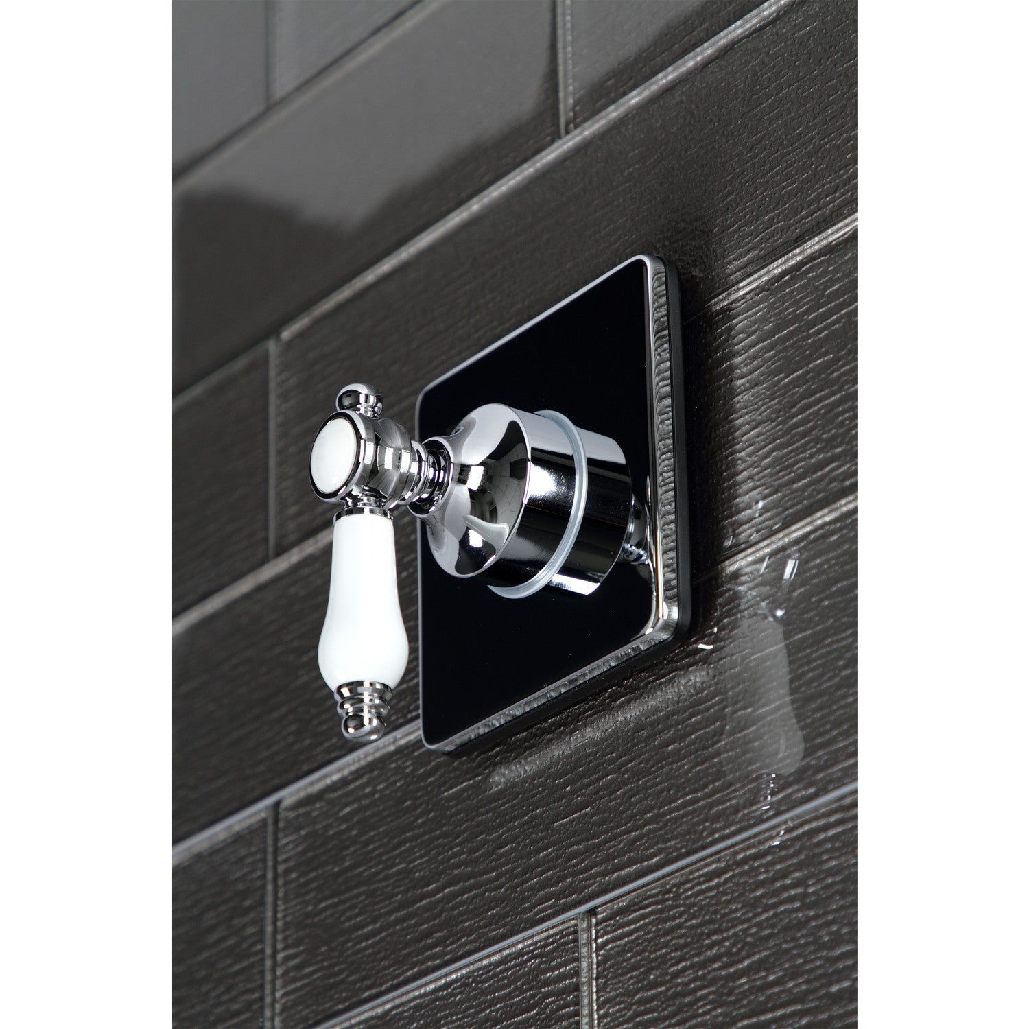 Bel Air KS3041BPL Single Handle 3-Way Diverter Valve with Square Trim Kit in Polished Chrome - Perfect for Bathroom & Shower Faucet Installation
