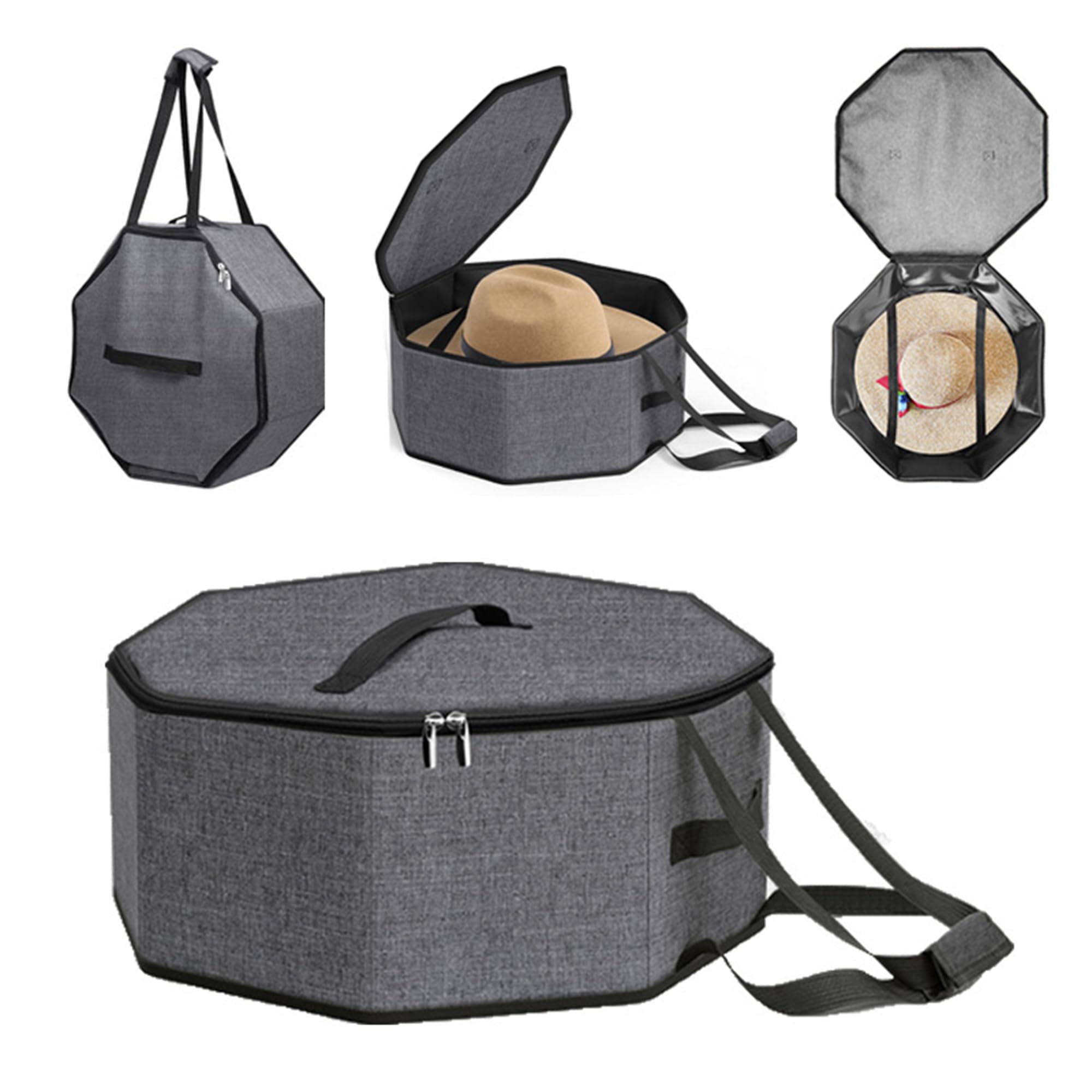 Women's Travel Hat Storage Box - Cowboy & Wide Brim Hat Organizer with Handles, Cardboard Hat Carrier Case for Closet - Perfect for Travel, Home Storage & Stuffed Animal Toy Organization