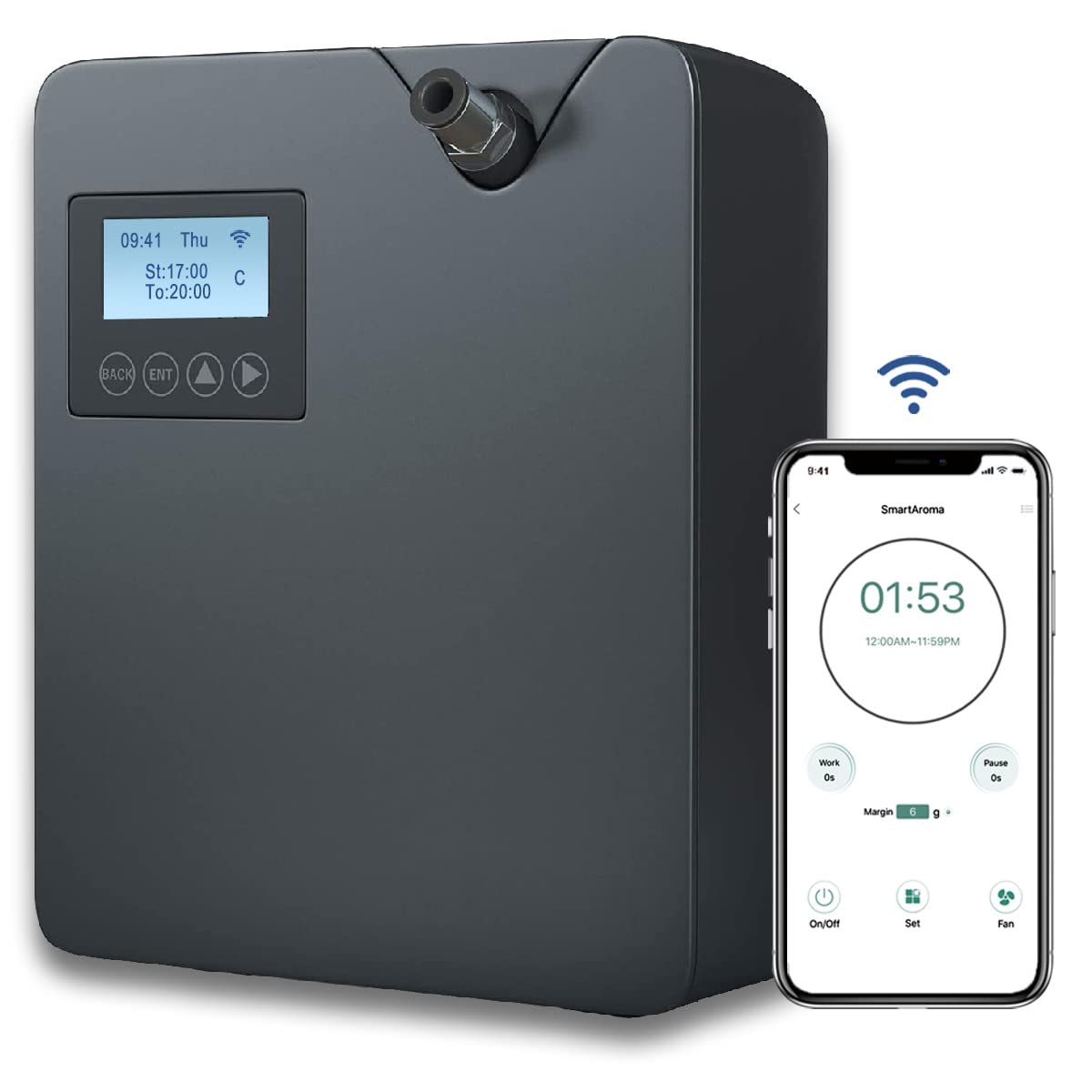 Zinyeme Smart Scent Air Machine - 300ml Waterless Essential Oil Diffuser with Professional Nebulizing Technology for Large Rooms | Home, Office, Spa & Business Use | HVAC Compatible | Black Aroma Diffuser for Relaxation, Aromatherapy & Air Freshening