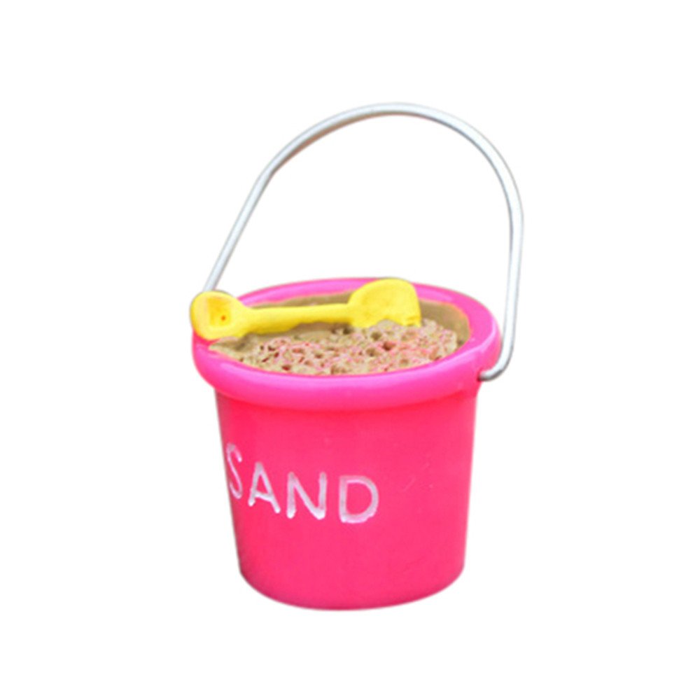 Boddenly Miniature Resin Garden Decor - Pink DIY Beach Bucket Statue for Home & Outdoor Decoration | Perfect for Patio, Living Room, and Coastal Themed Spaces