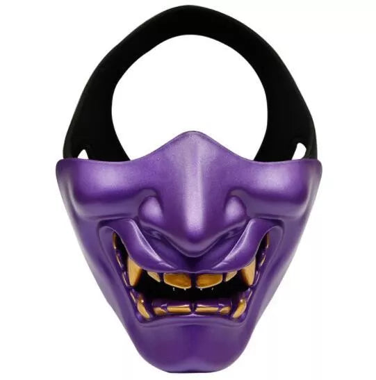 Hannya Half Face Tactical Devil Mask - Samurai Demon Halloween Cosplay Mask for Airsoft, Paintball, Motorcycle Riding & Costume Parties