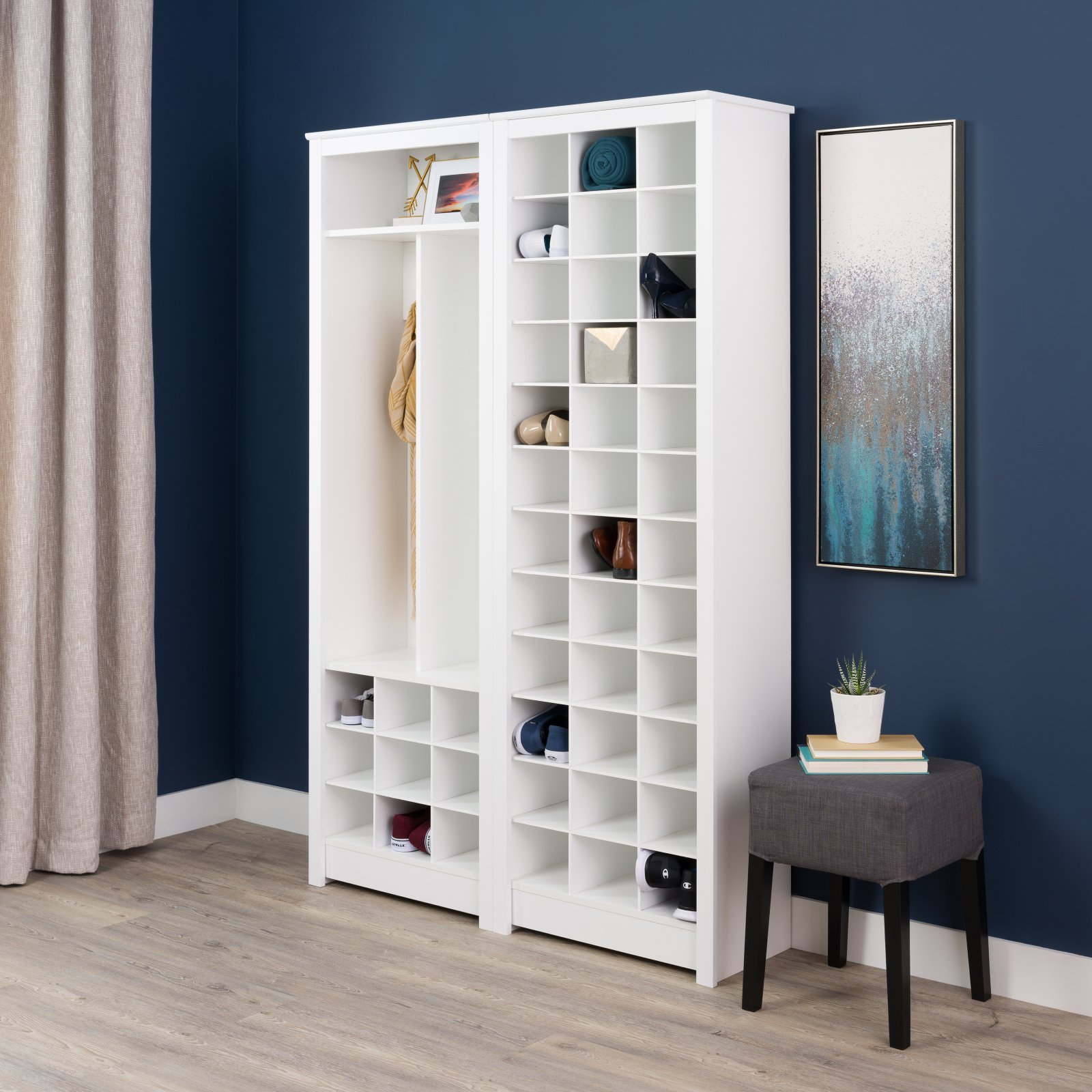 Prepac White Tall Storage Cabinet - 36 Shoe Organizer with Cubbies, Entryway Furniture (13