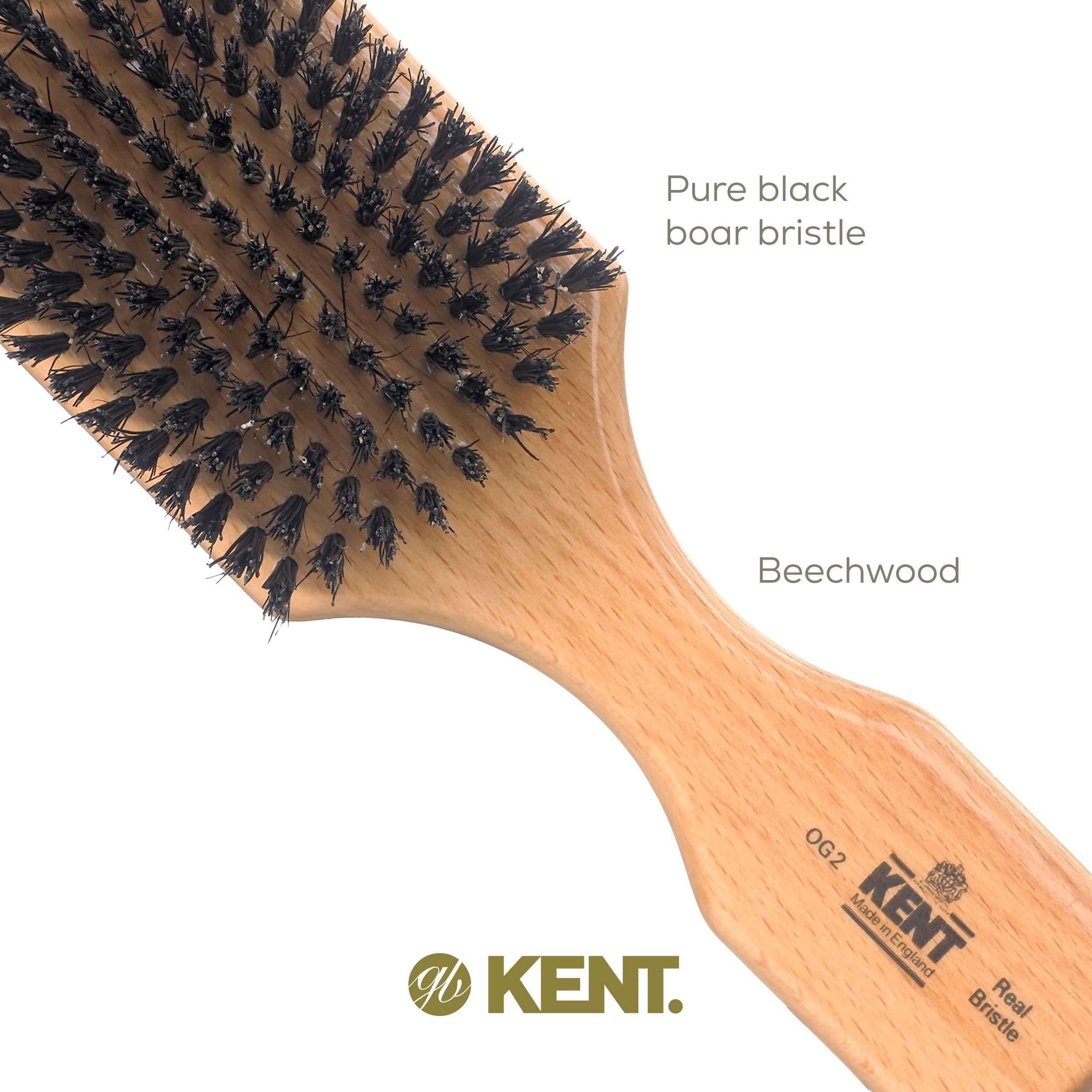 Kent OG2 Boar Bristle Hair & Beard Brush for Men - Grooming & Styling Essential