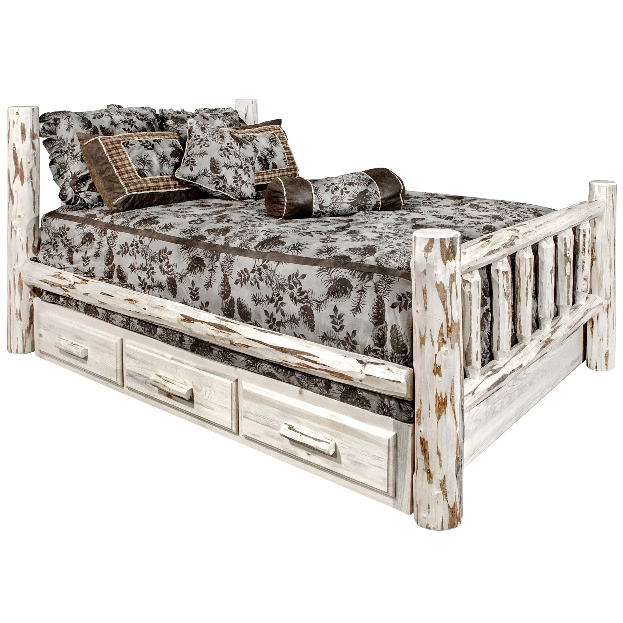 Montana Storage Bed Frame with Underbed Drawers - Space Saving Bedroom Furniture for Small Apartments and Dorm Rooms