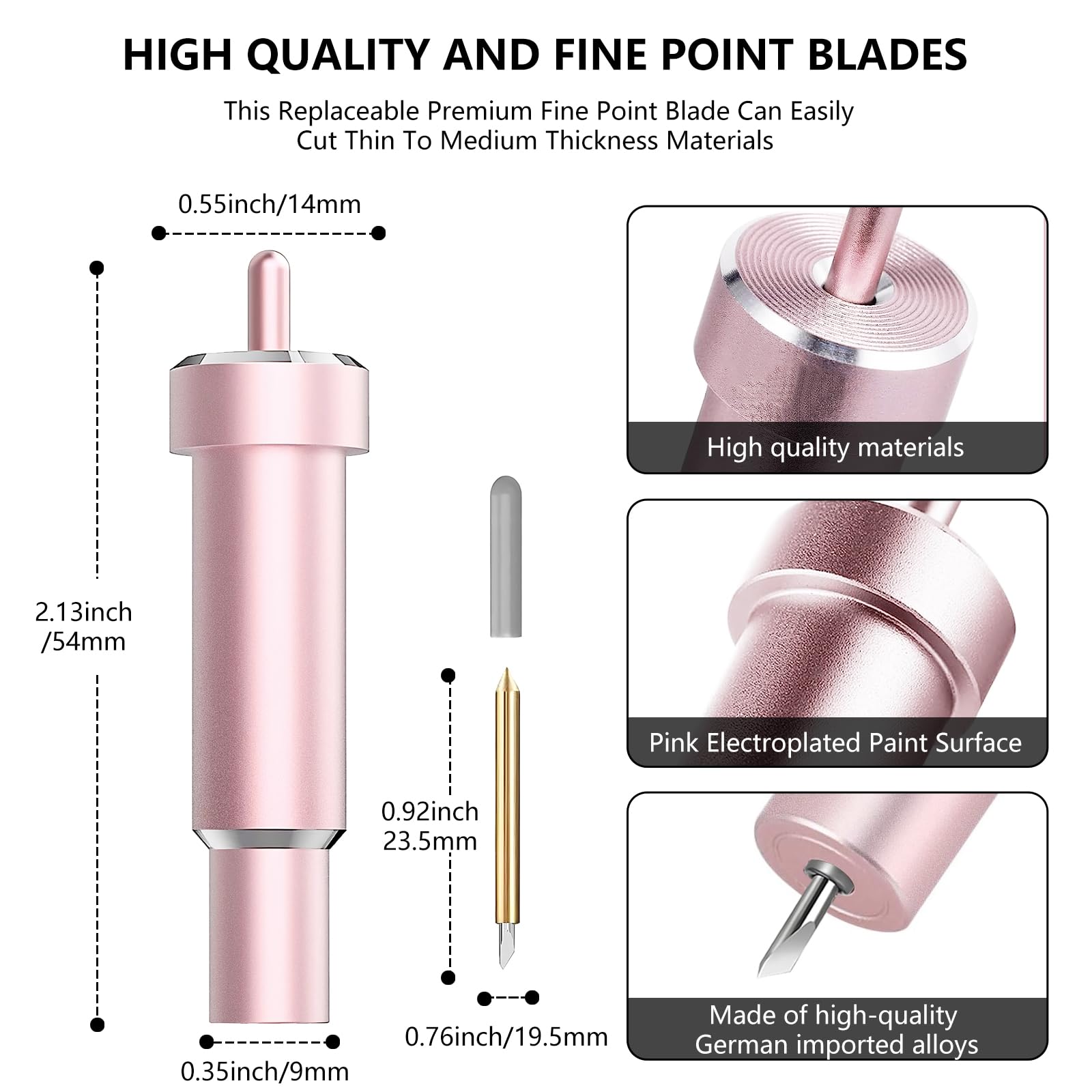 Premium Fine Point Blade Compatible with Cricut Maker 3/Maker/Explore 3/Explore Air 2/Air/One - Replacement Cutting Blade for Vinyl, Cardstock, Glitter, Faux Leather, Adhesive Foil & Vellum - Perfect for DIY Crafts, Scrapbooking & Home Decor Projects (Pink)