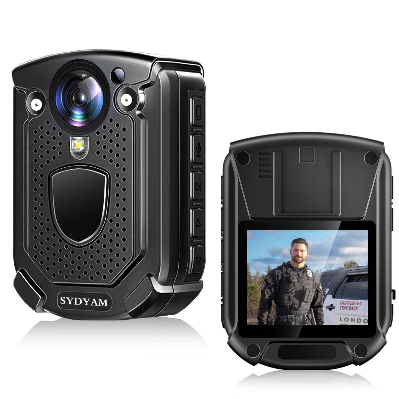 SYDAYM-F1 64GB 4K Body Camera with 10-12 Hours Recording, IP68 Waterproof Police Body Cam with Audio Video & H.265 Codec - Ideal for Security Guards, Law Enforcement, and Daily Patrols