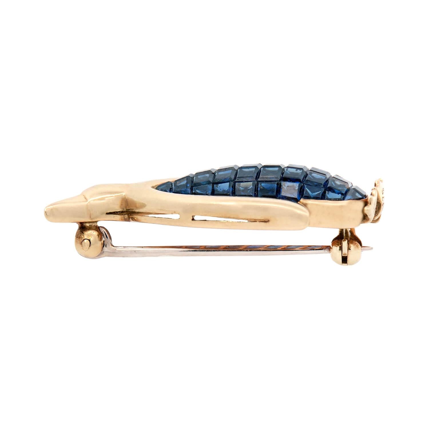 Vintage 18K Gold Sapphire and Diamond Penguin Brooch Pin - Elegant Jewelry Gift for Women, Perfect for Weddings, Parties & Special Occasions