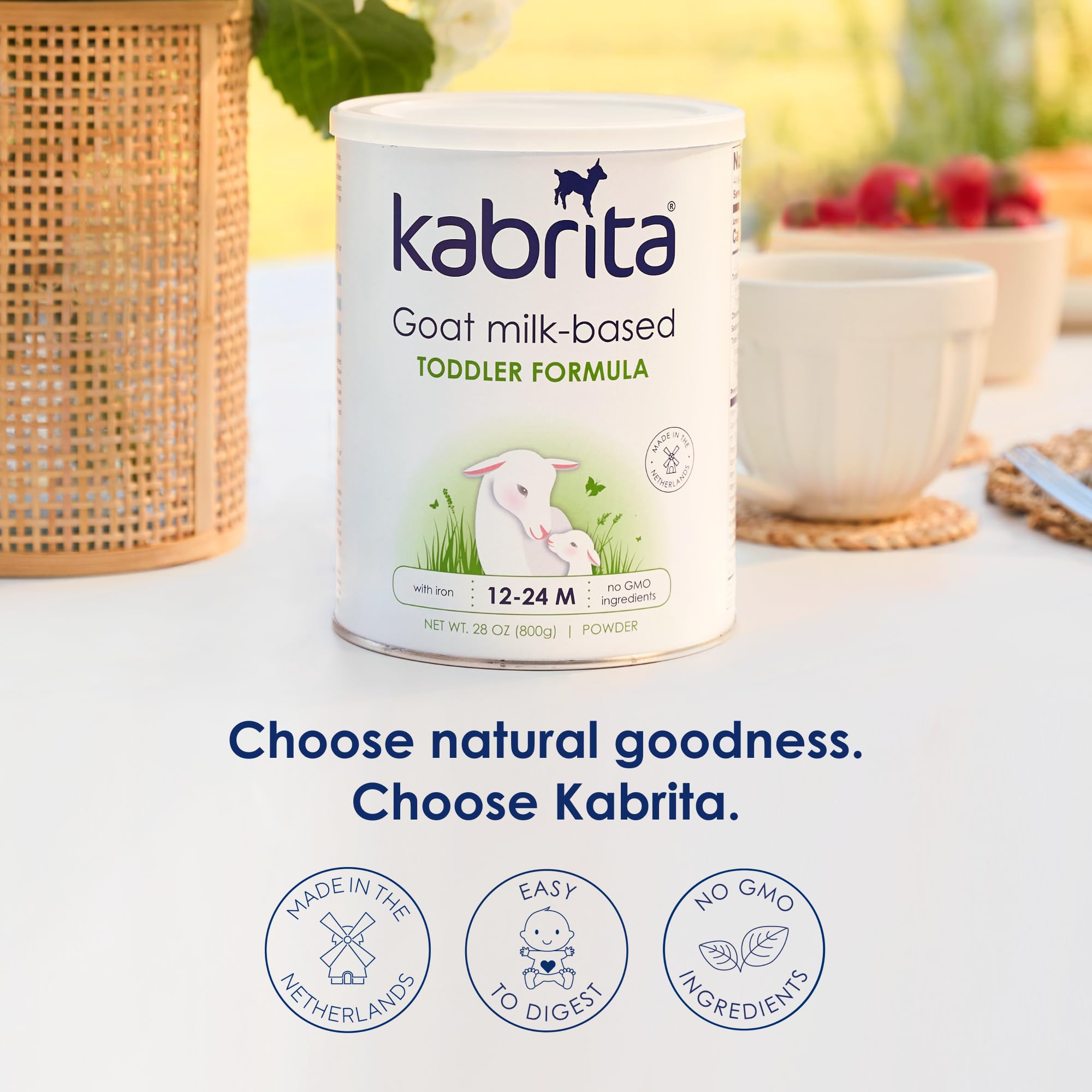 Kabrita Goat Milk Toddler Formula for 12-24 Months - Non-GMO Baby Formula with Vitamin C, D, Iron & DHA - Gentle Digestion for Sensitive Tummies - Supports Gut Health & Better Sleep - 28oz (6-Pack) - Perfect for Daycare, Travel & Nighttime Feeding