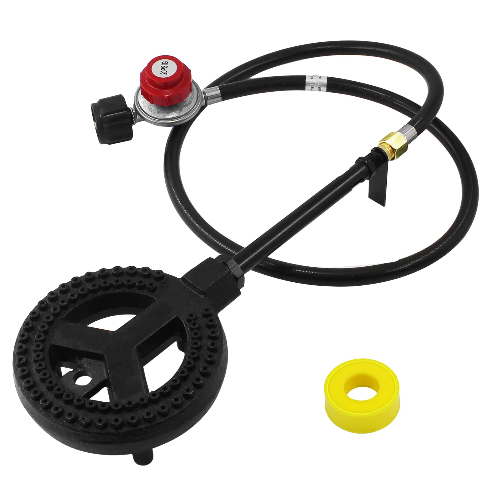 MCAMPAS Cast Iron Wok Burner Replacement - 20PSI Propane Regulator Hose & Manifold Pipe - Heavy Duty Cooktop Parts for Outdoor Cooking, Camping, and High Heat Stir Frying