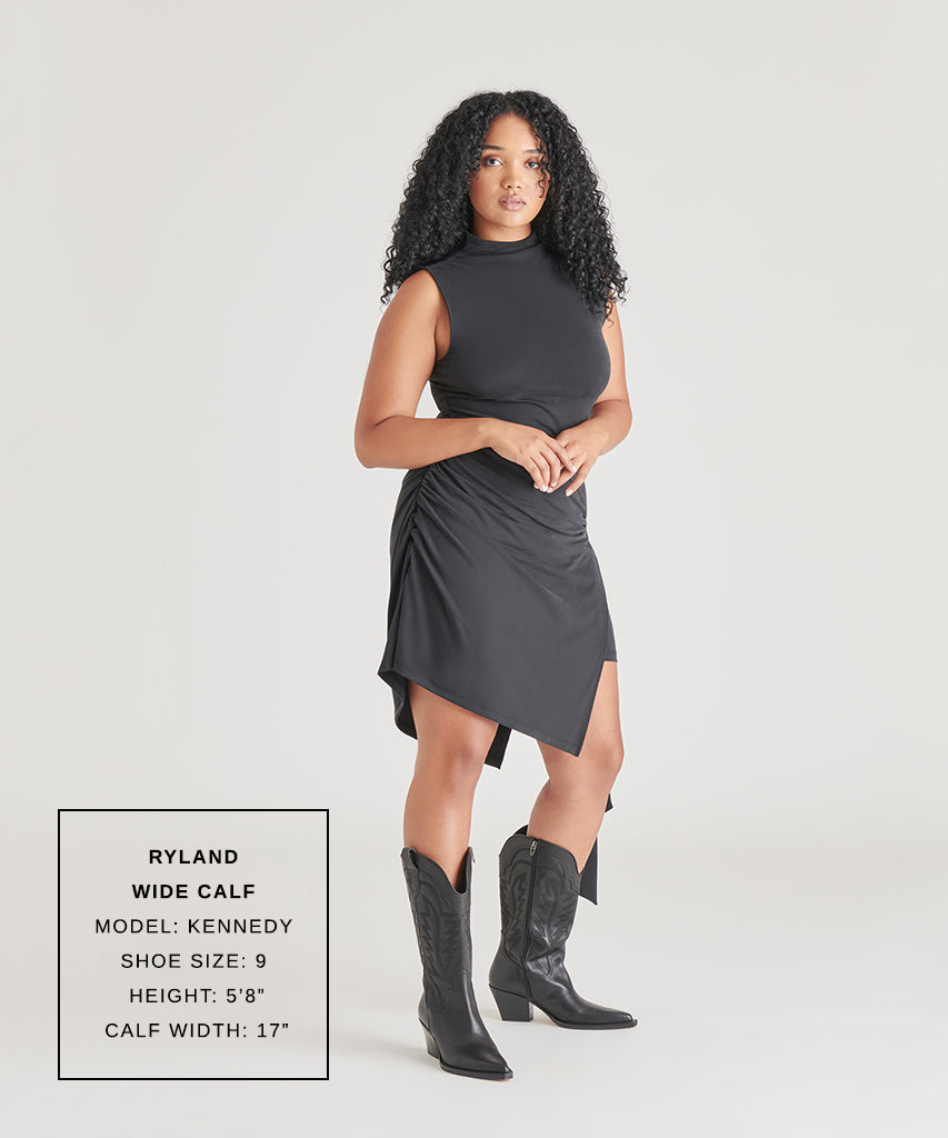 RYLAND Wide Calf Boots for Women - Black Leather Ankle Boots with Comfortable Fit | Perfect for Office, Casual Wear & Winter Outfits
