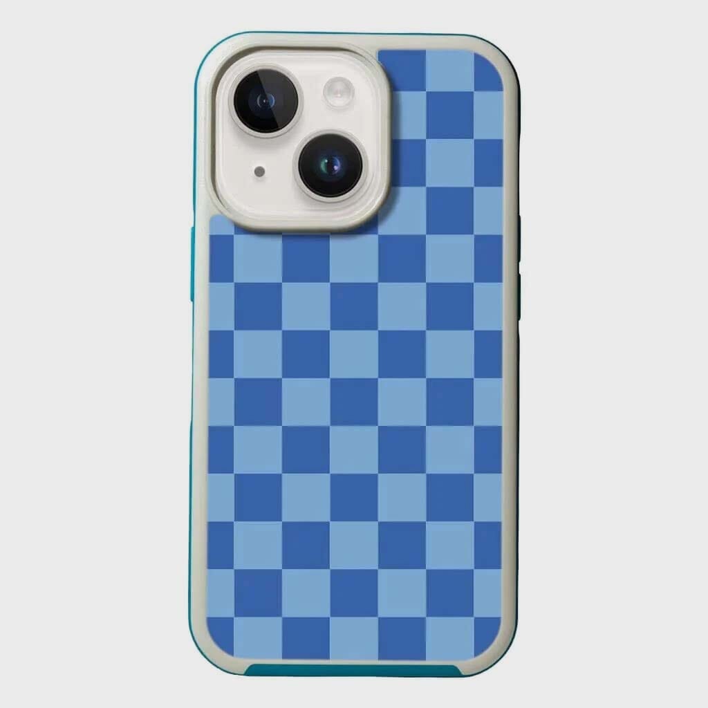 MagSafe iPhone 14 Case with Blue Checkerboard Design - Slim Protective Cover for iPhone 14/14 Pro - Perfect for Everyday Use, Travel & Work