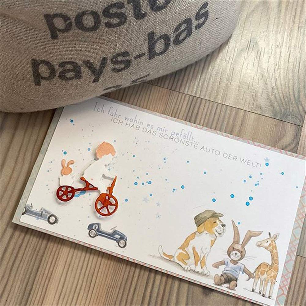 Briartw Boy Riding Bicycle Metal Cutting Dies for DIY Scrapbooking, Card Making, Gift Cards & Paper Crafts - Perfect for Handmade Greeting Cards, Journals, and Home Decor Projects