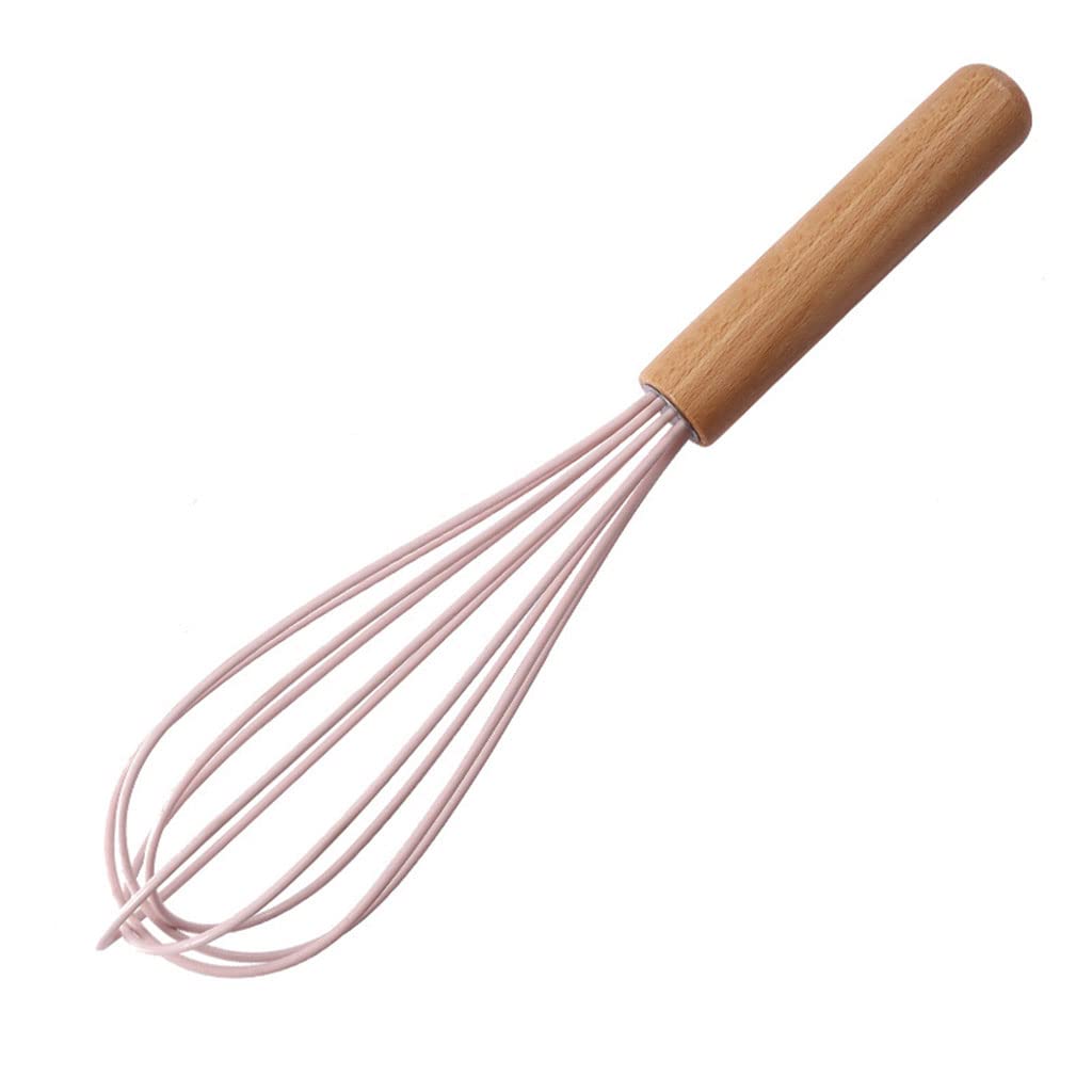 Premium Silicone Whisk with Wooden Handle - Durable Egg Beater, Cream Blender & Kitchen Whisking Tool for Baking, Cooking & Mixing - Perfect for Eggs, Sauces, Batters & Desserts