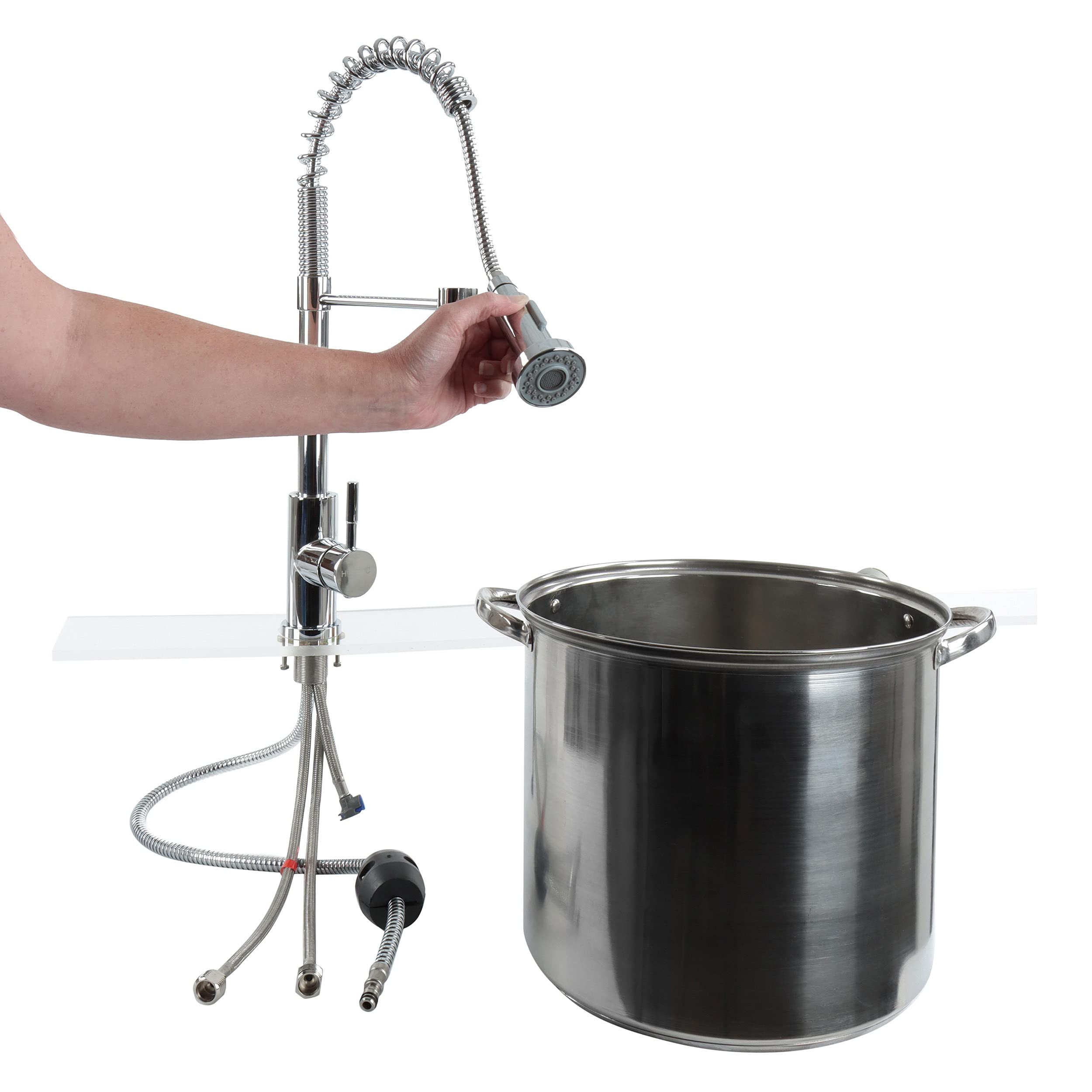 Empire Pull Down Kitchen Faucet with Sprayer - Chrome Finish Stainless Steel Sink Faucet with Deck Plate - Perfect for Modern Farmhouse & Commercial Kitchens