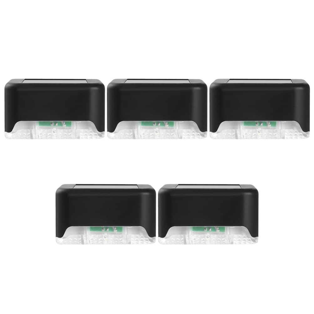 5Pcs Solar LED Wall Lights Outdoor - Black Solar Fence Post Lights for Deck, Walkway, Stairs & Driveway | Waterproof Solar Powered Step Lighting for Garden, Patio & Pathway Illumination