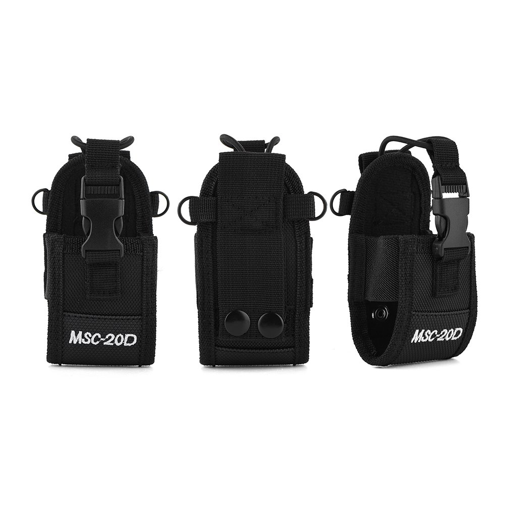 MSC-20D Two Way Radio Holder Holster - Durable Nylon Belt Clip Case with Adjustable Shoulder Strap for Walkie Talkie - Perfect for Construction, Security, and Outdoor Activities